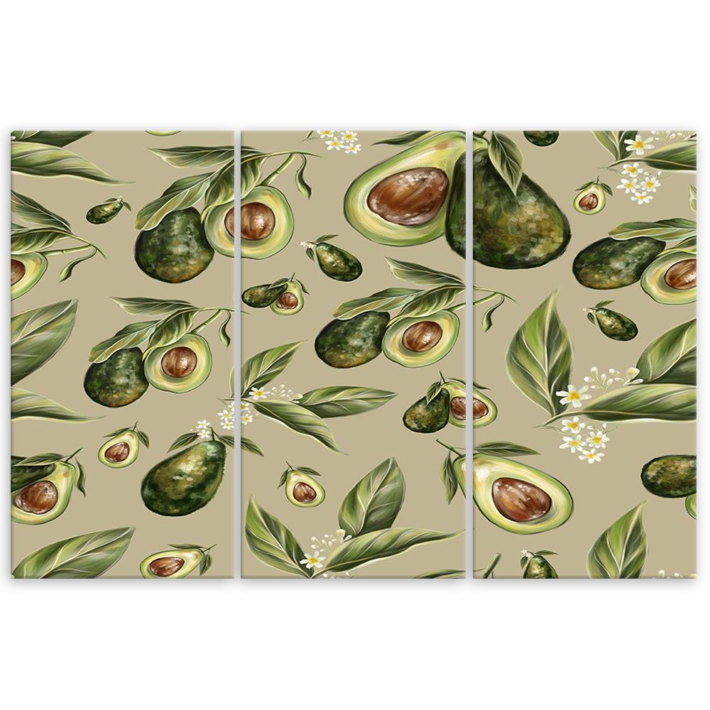 Lærredstryk 3 dele, halve avocado