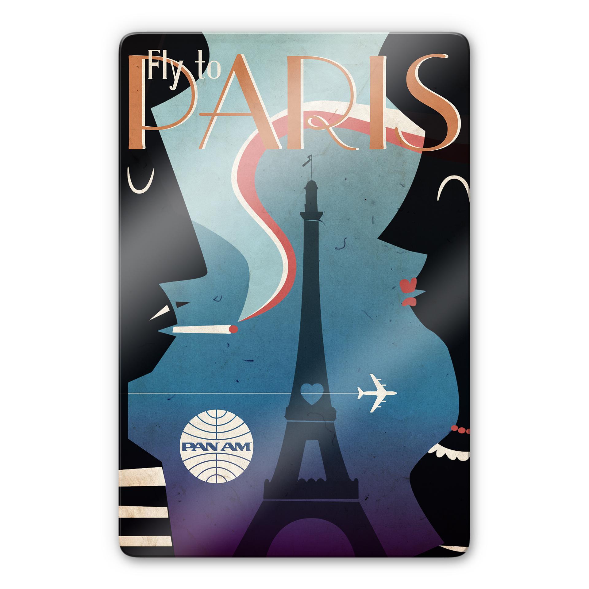 Glasschilderij PAN AM - Fly to Paris