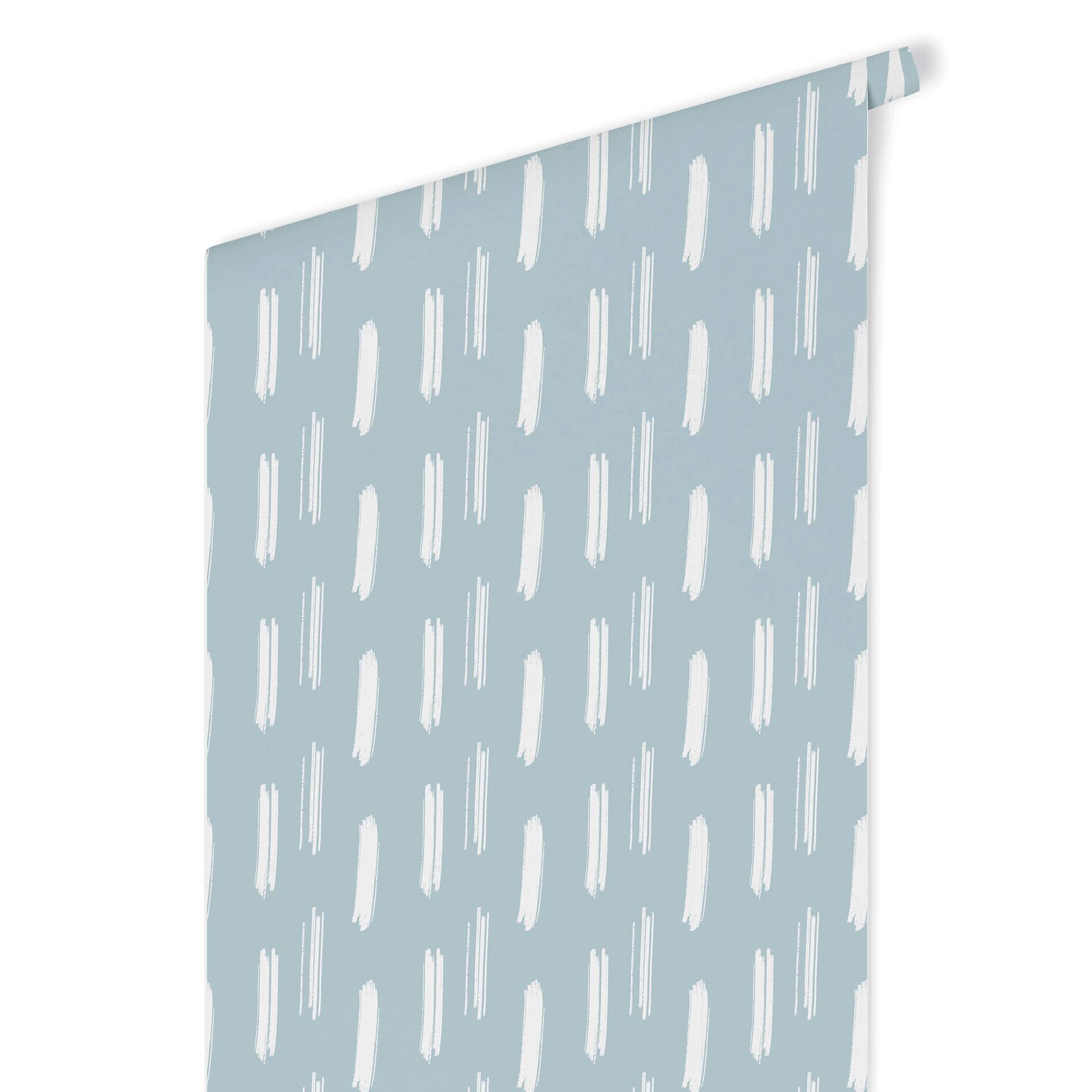 Patroonbehang – Penseelstreken blauw