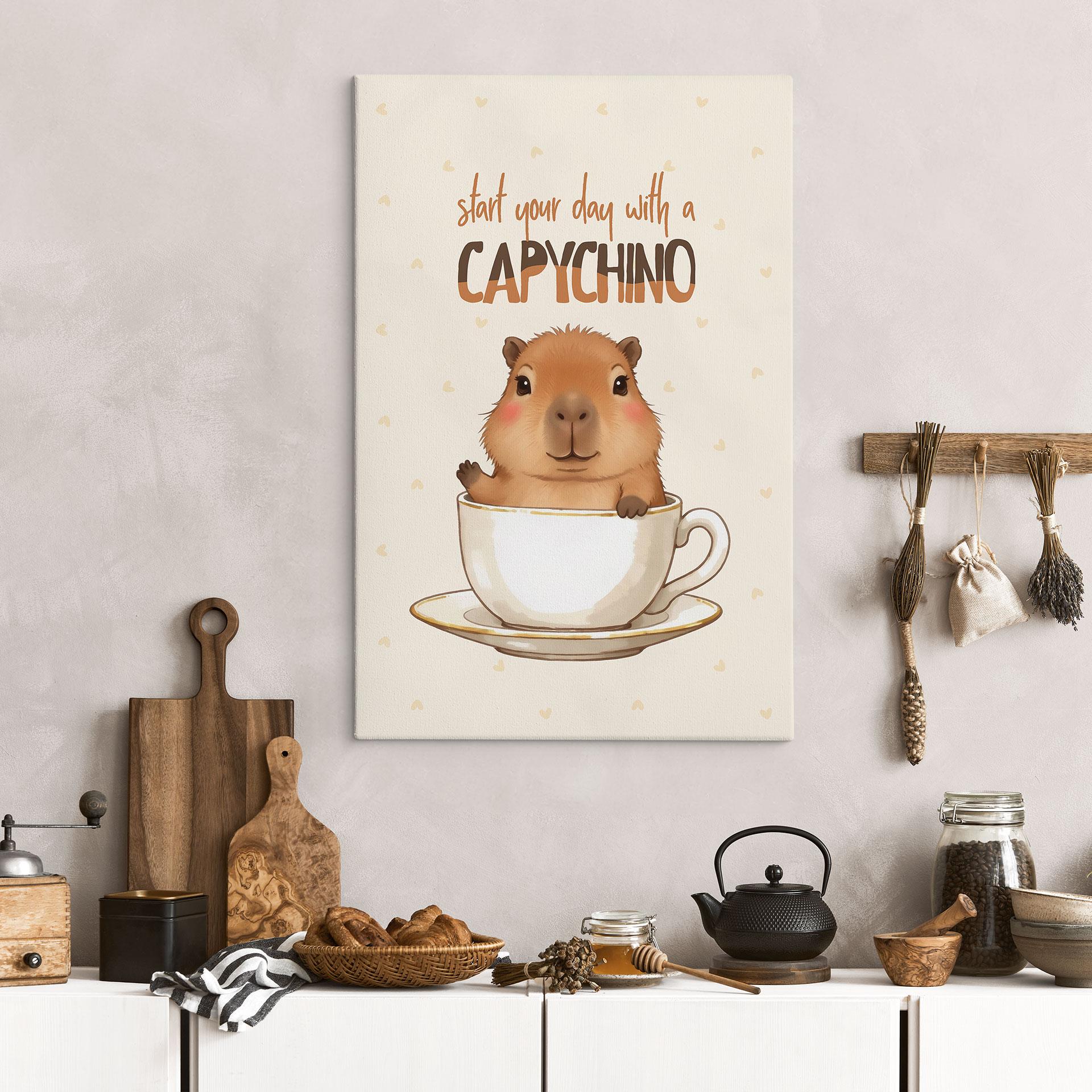 Canvasbillede Capybara i kaffe - Capychino