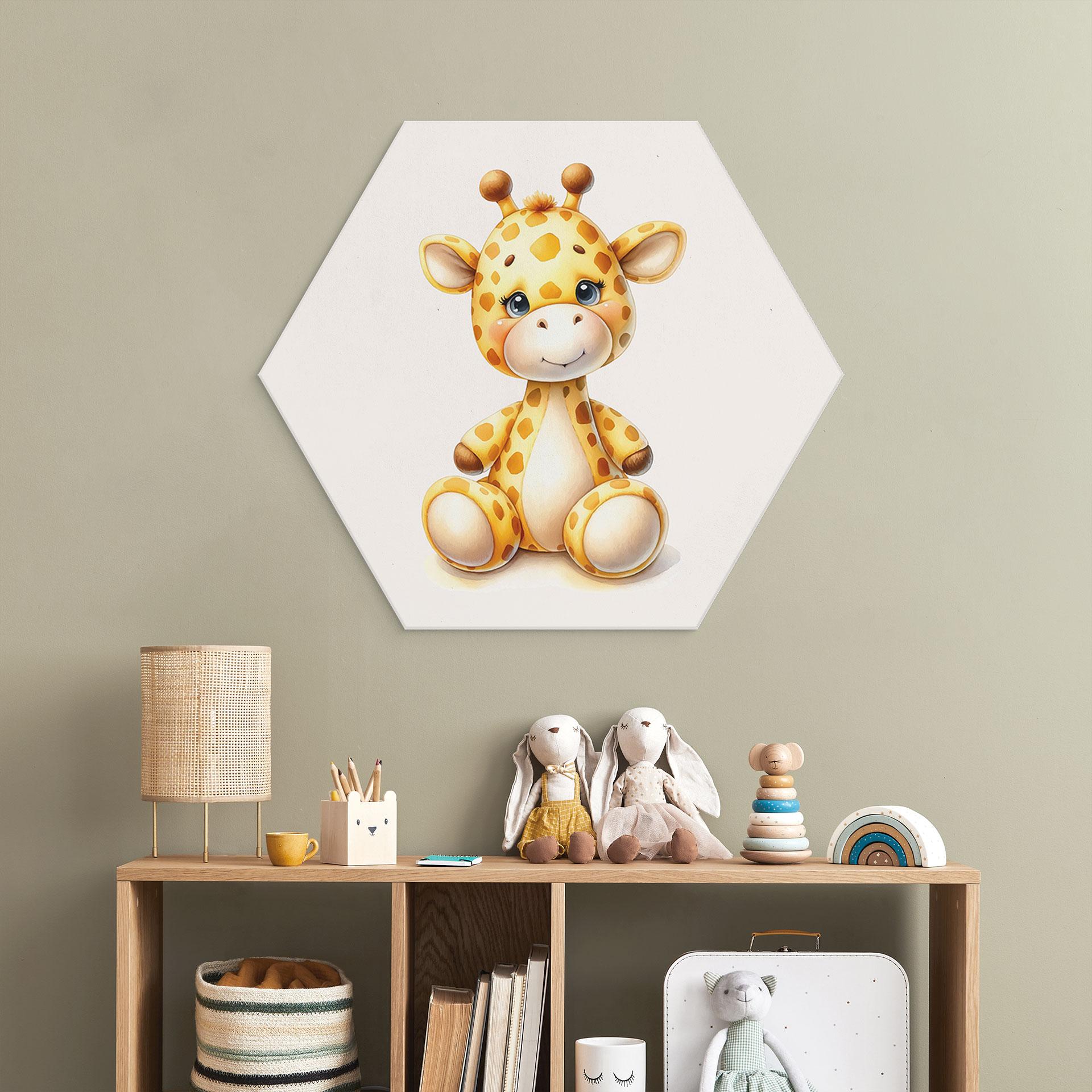 Hexagon Dibond Lille giraf - Magnusson