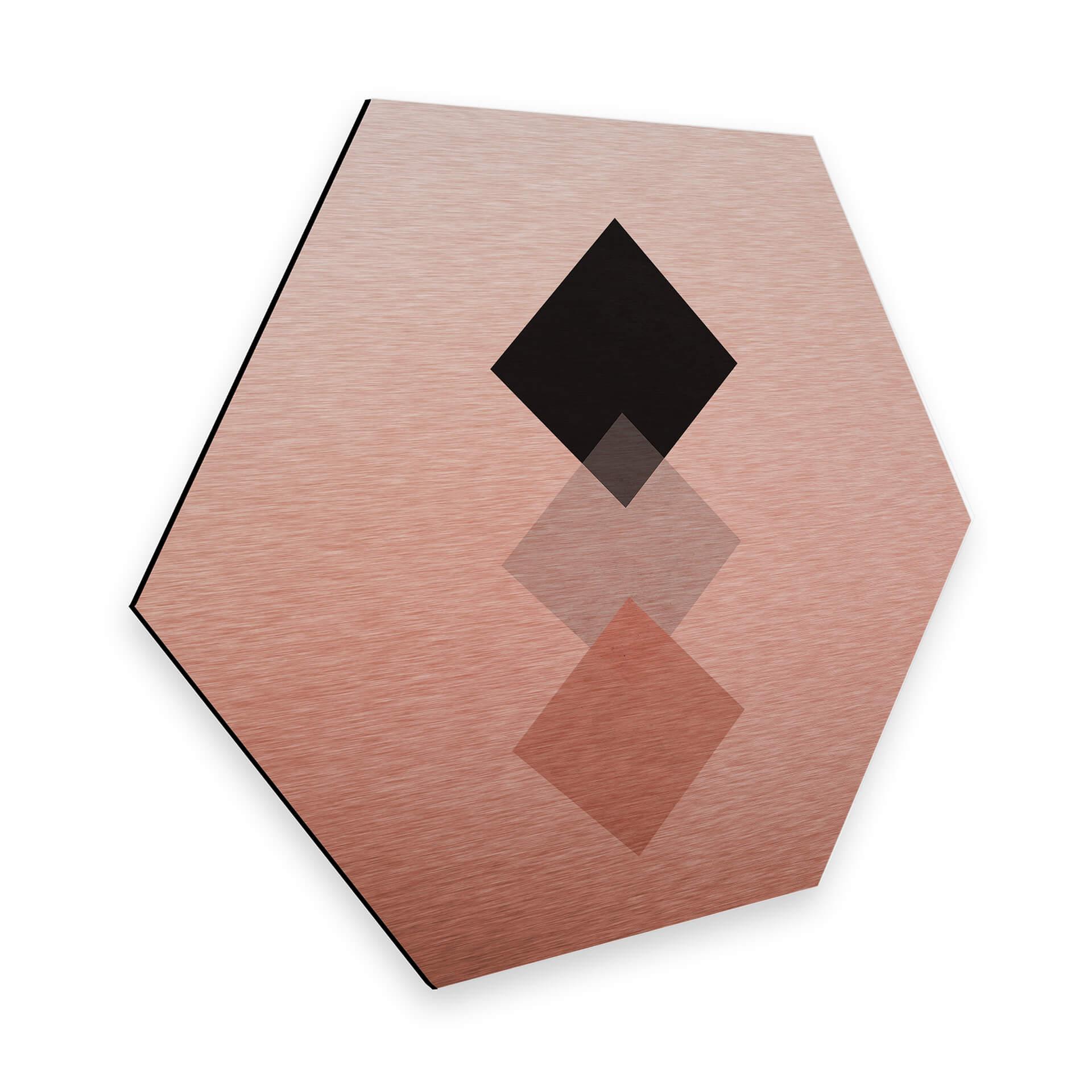 Hexagon Alu-Dibond Kopereffect Nouveauprints - Pink Squares