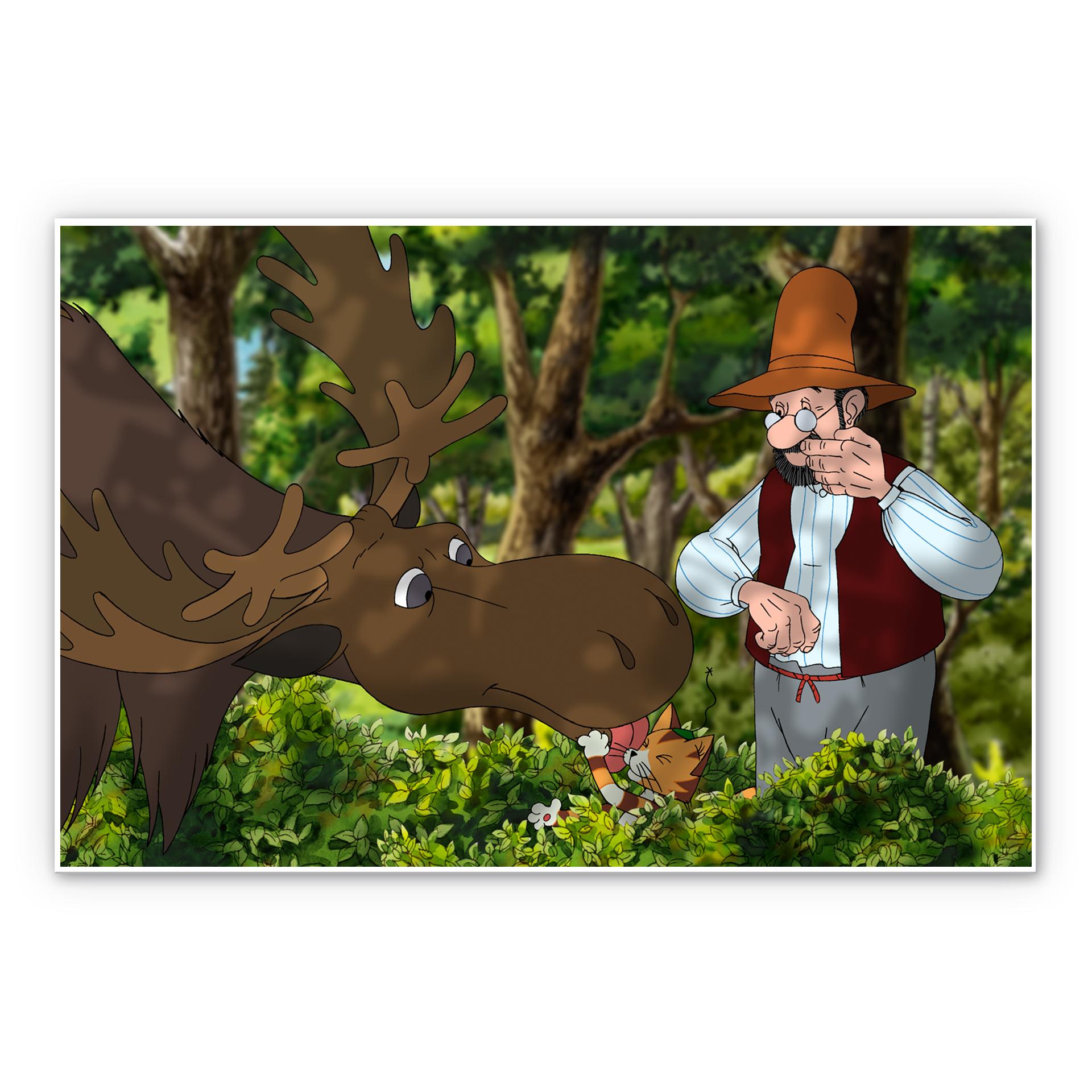 Wandbild Pettersson und Findus - Ein Kuss vom Elch