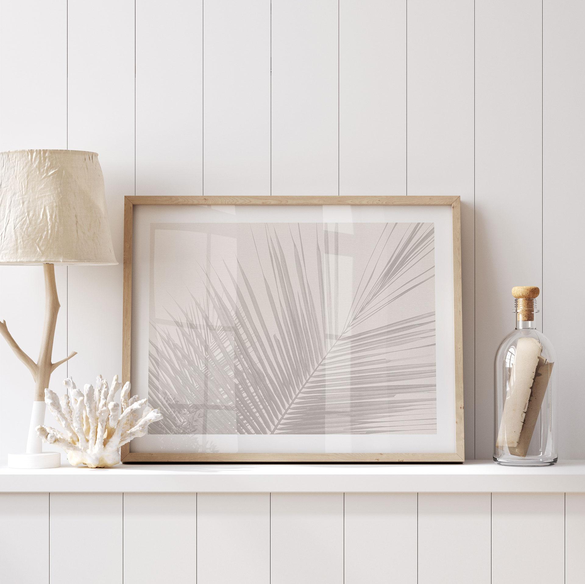 Minimalistisk plakat - palmeblade i linnedlook - Bloomery Decor