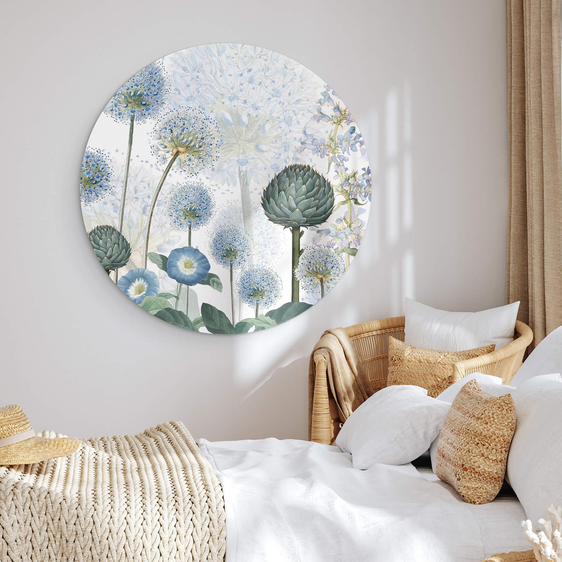 Wandbild Sir Edward - Blaue Wildwiese - Alu-Dibond Rund