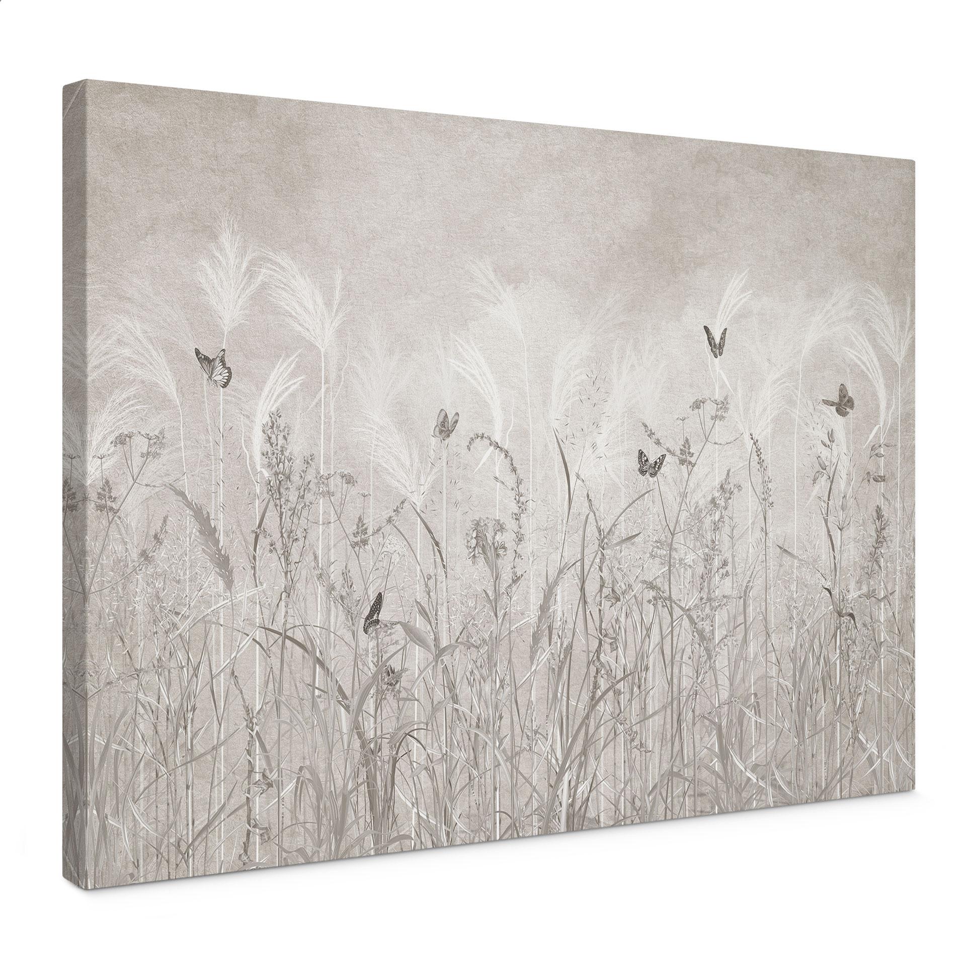 Canvas schilderij wilde bloemenweide met vlinders in Scandinavisch design - Ms Tiff