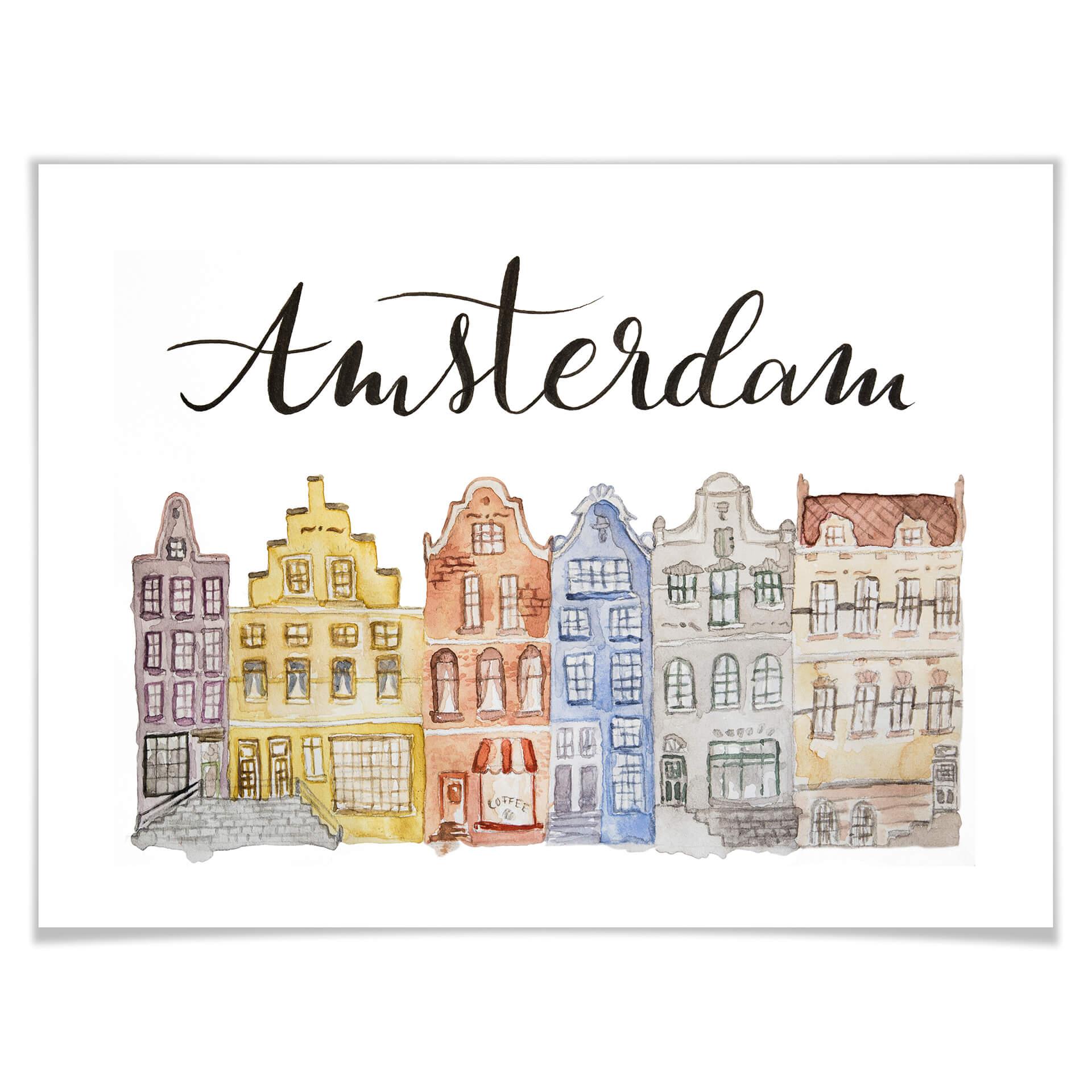 Poster Skyline of Amsterdam - Aquarell
