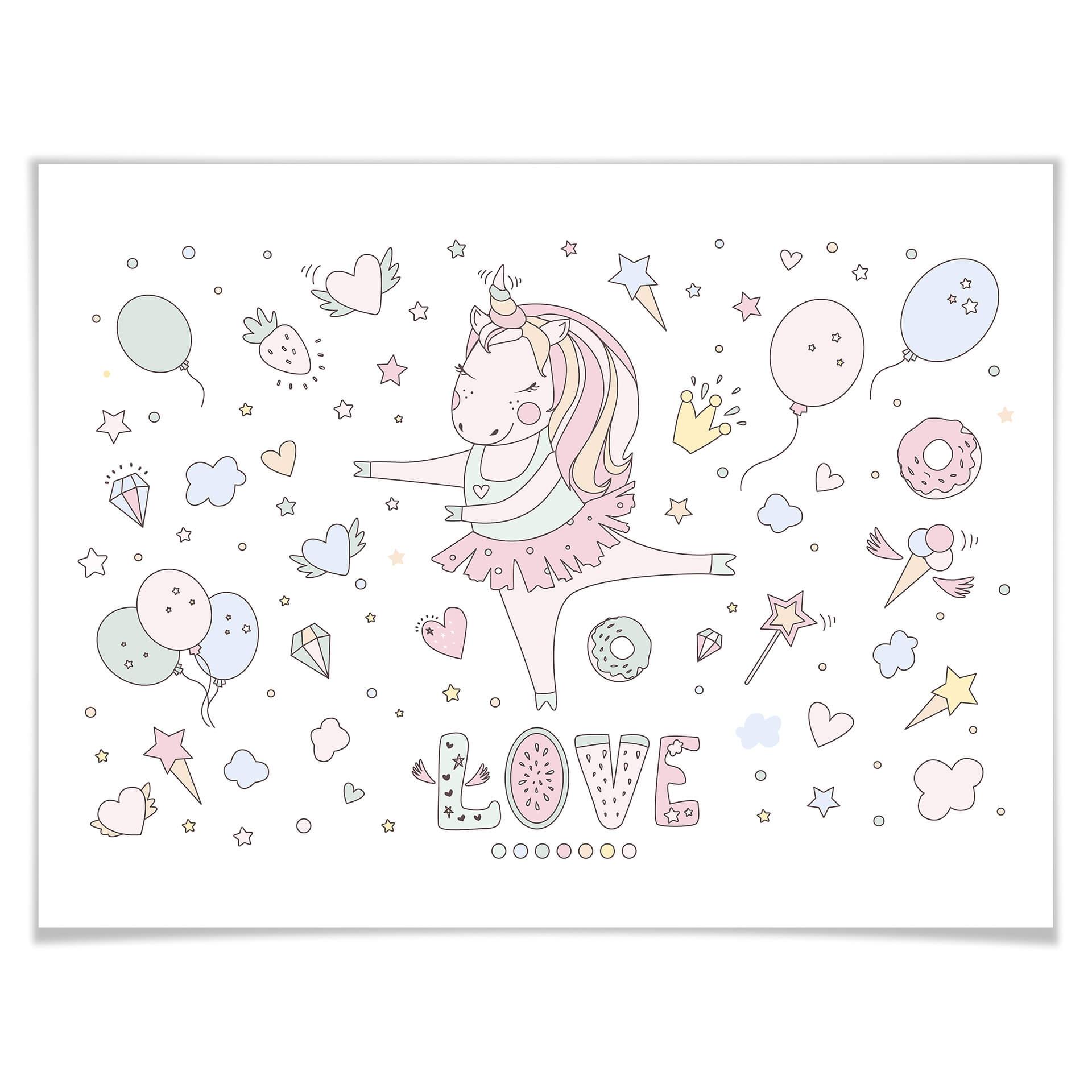 Póster Kvilis - Unicorn Love - Fiesta de bailarinas