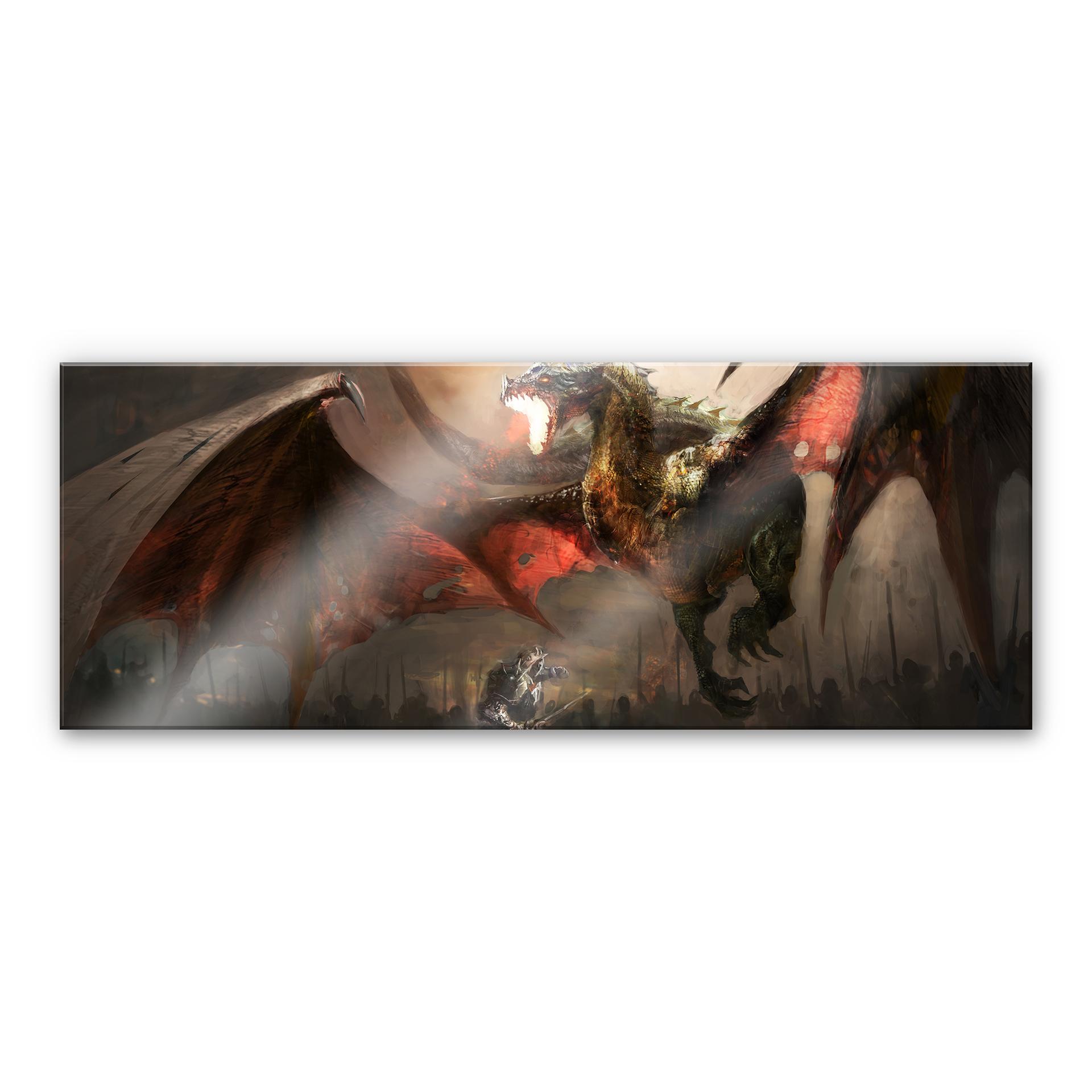 Tableau en verre acrylique - Combat de dragon - Panorama