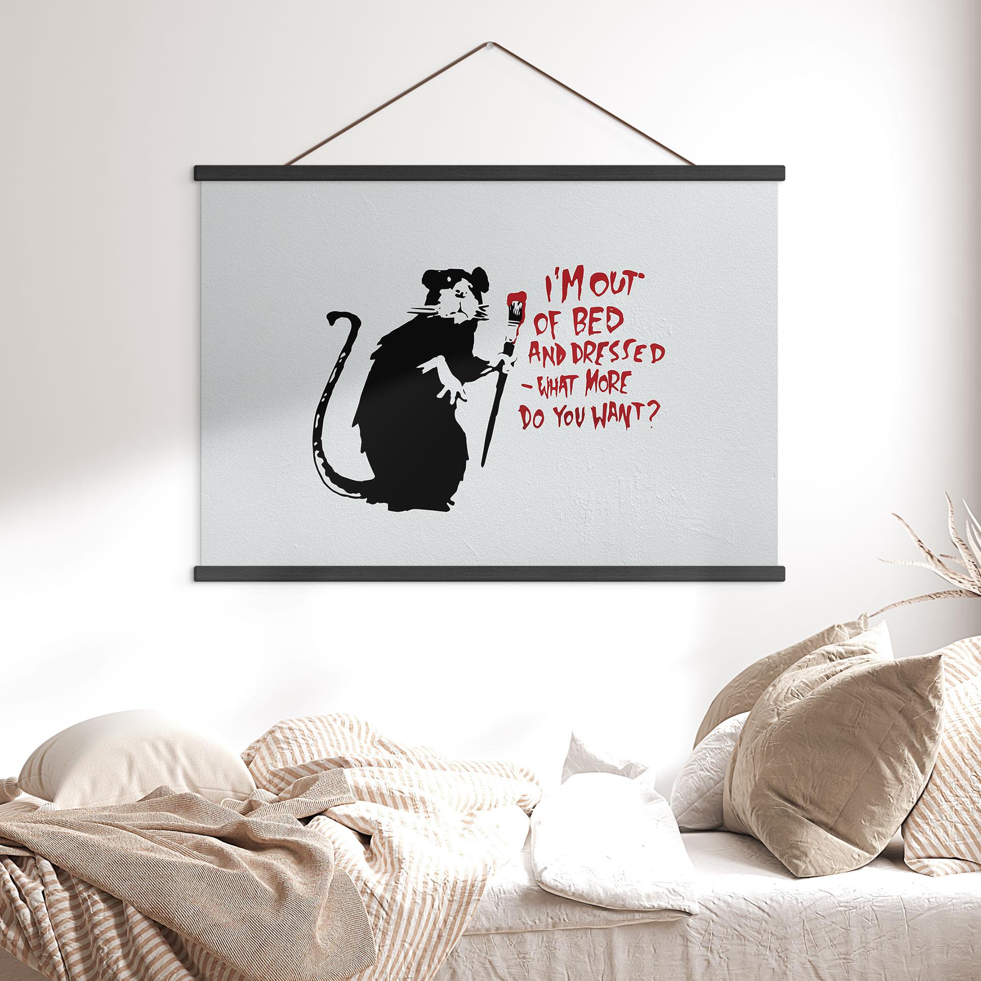 Obraz tkaniny - Out Of Bed - Banksy