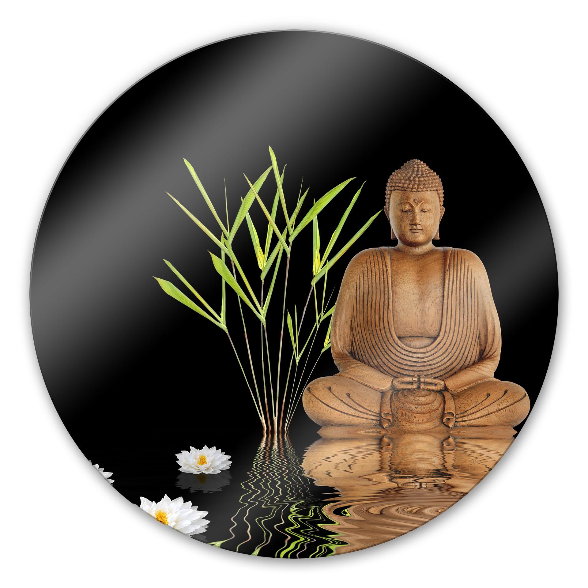 Tableau en verre - Bouddha zen - Rond
