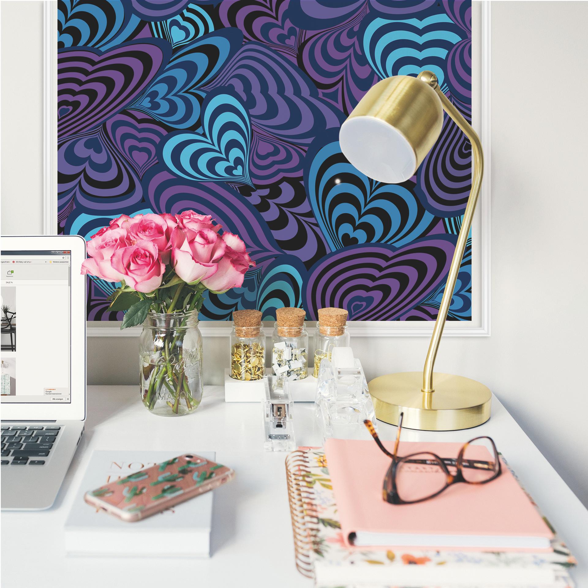 Muurprints Retro Harten