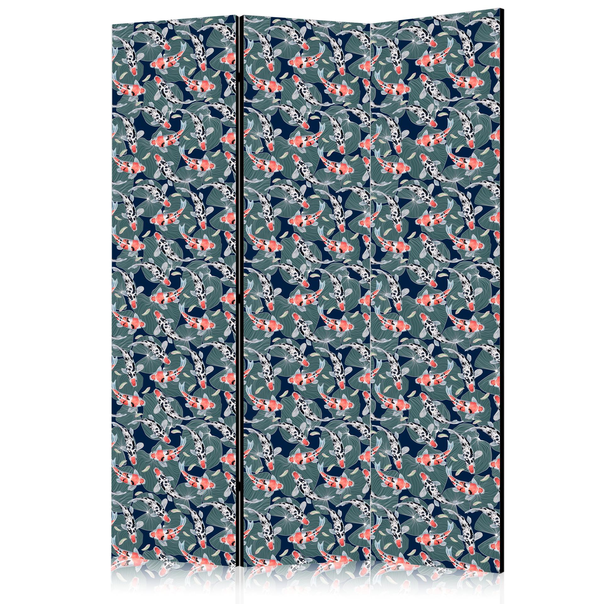 Paravent, Raumteiler freistehend, Trennwand - Fish Among Leaves