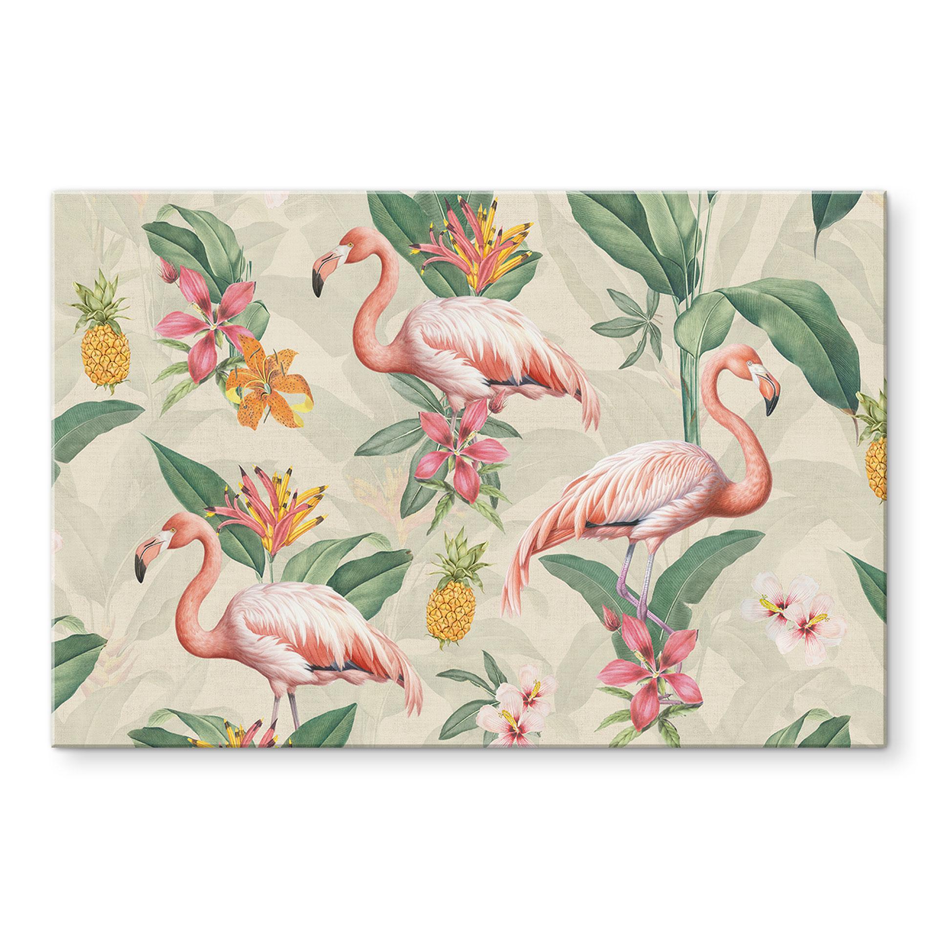 Stænkplade Flamingo og tropiske blade | Eksotisk til køkkenet - Bloomery Decor