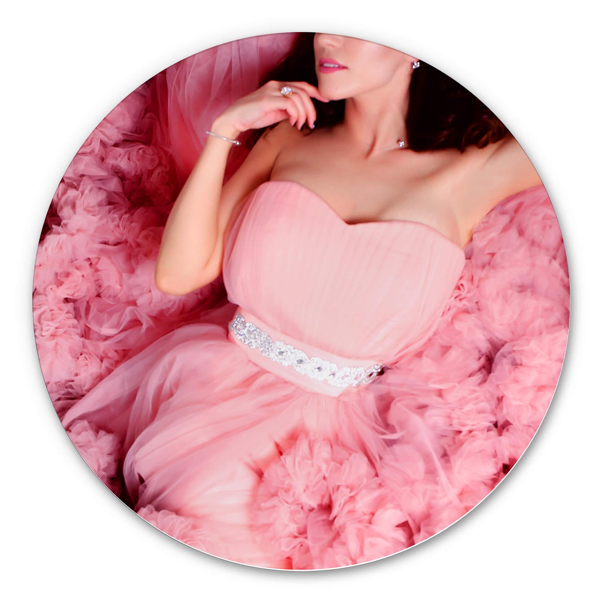 Tableau en alu Dibond - Robe rose - Rond