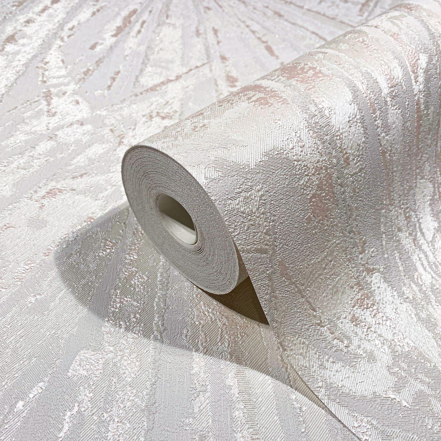 Vliesbehang met glans en waaierlook grijs, beige textuur