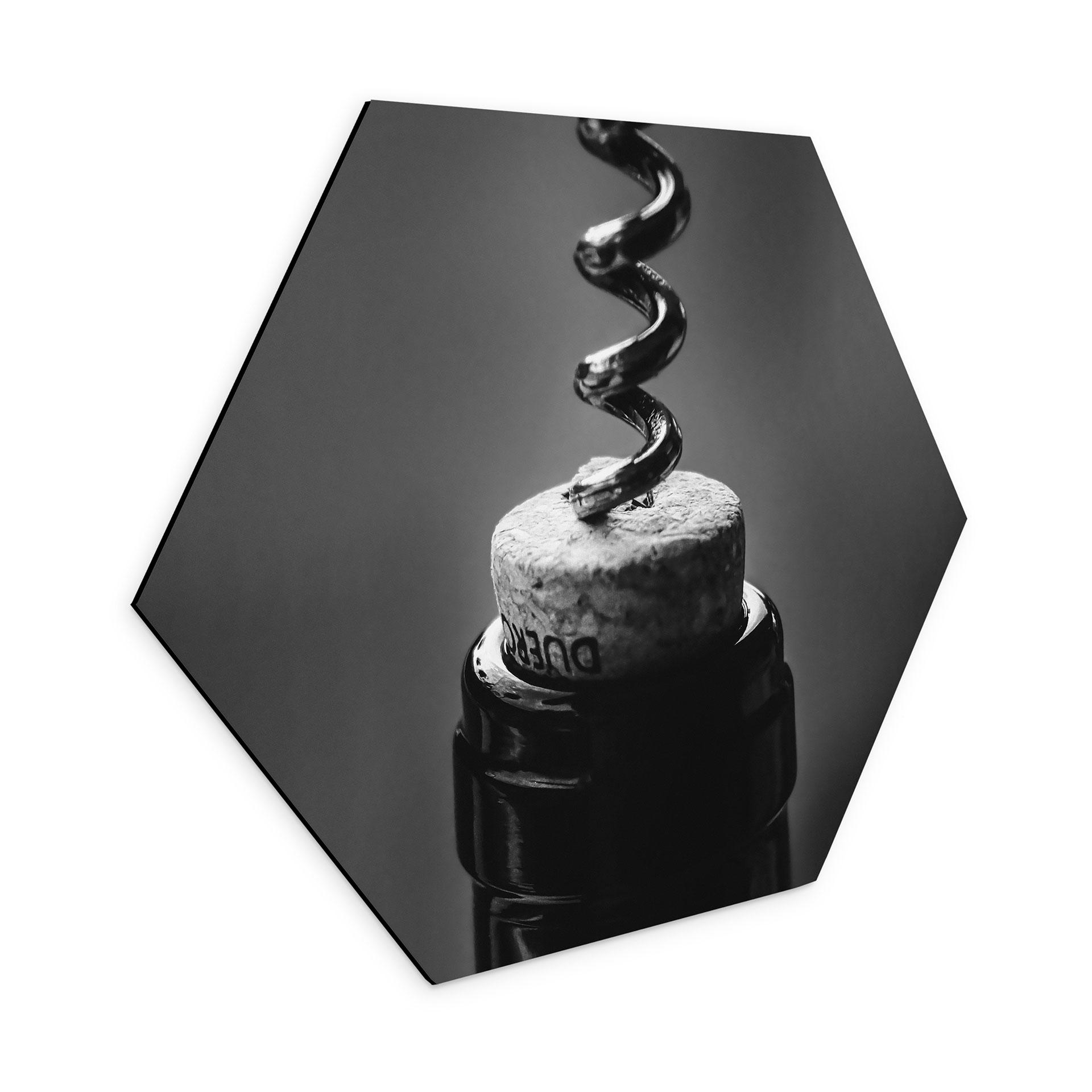 Hexagon Dibond Vin med proptrækker - Pictufy Studio
