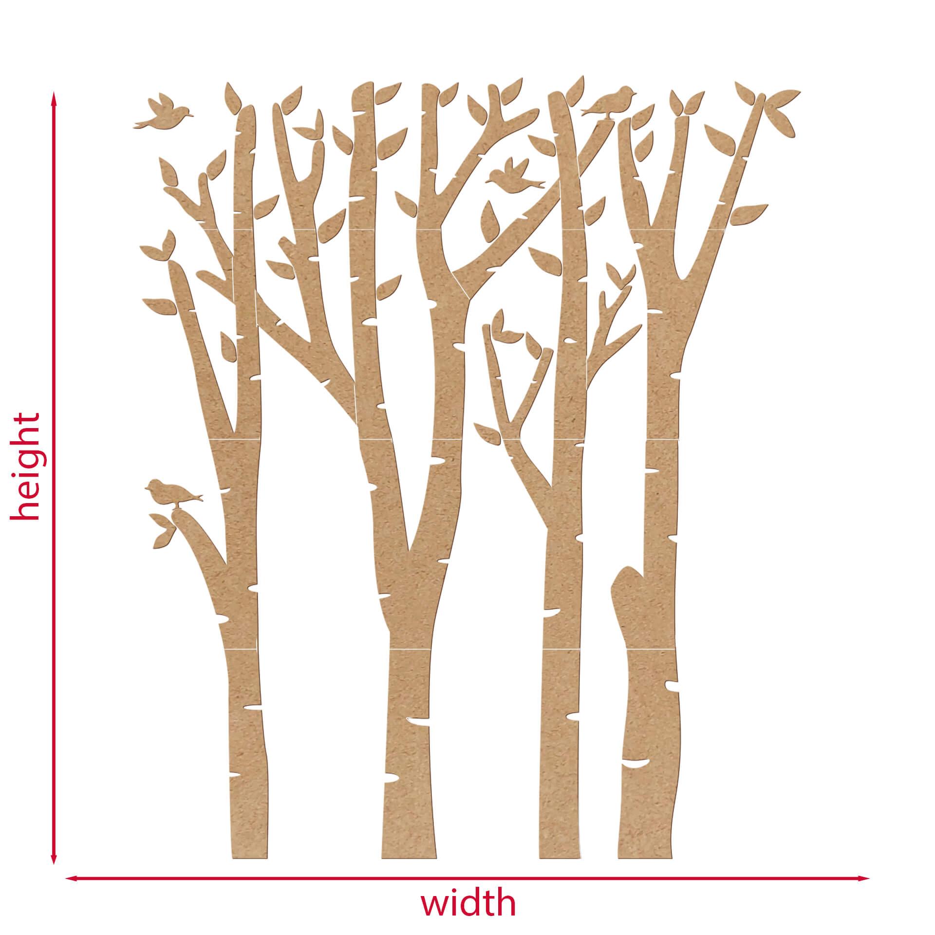 XXL panel de pared de madera de abedul - bosque con pájaros - MDF naturaleza
