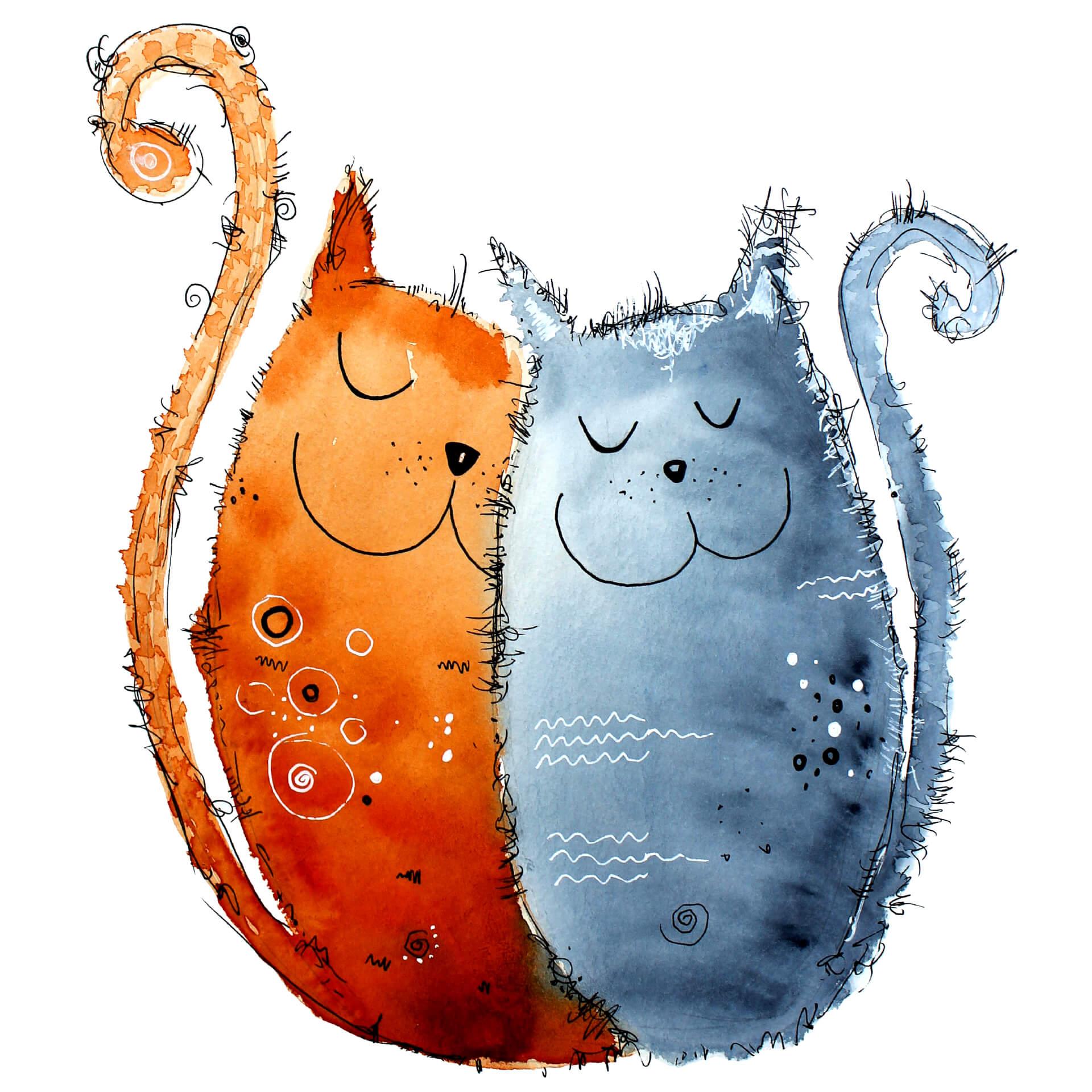 Wandtattoo Hagenmeyer - Verliebte Katzen