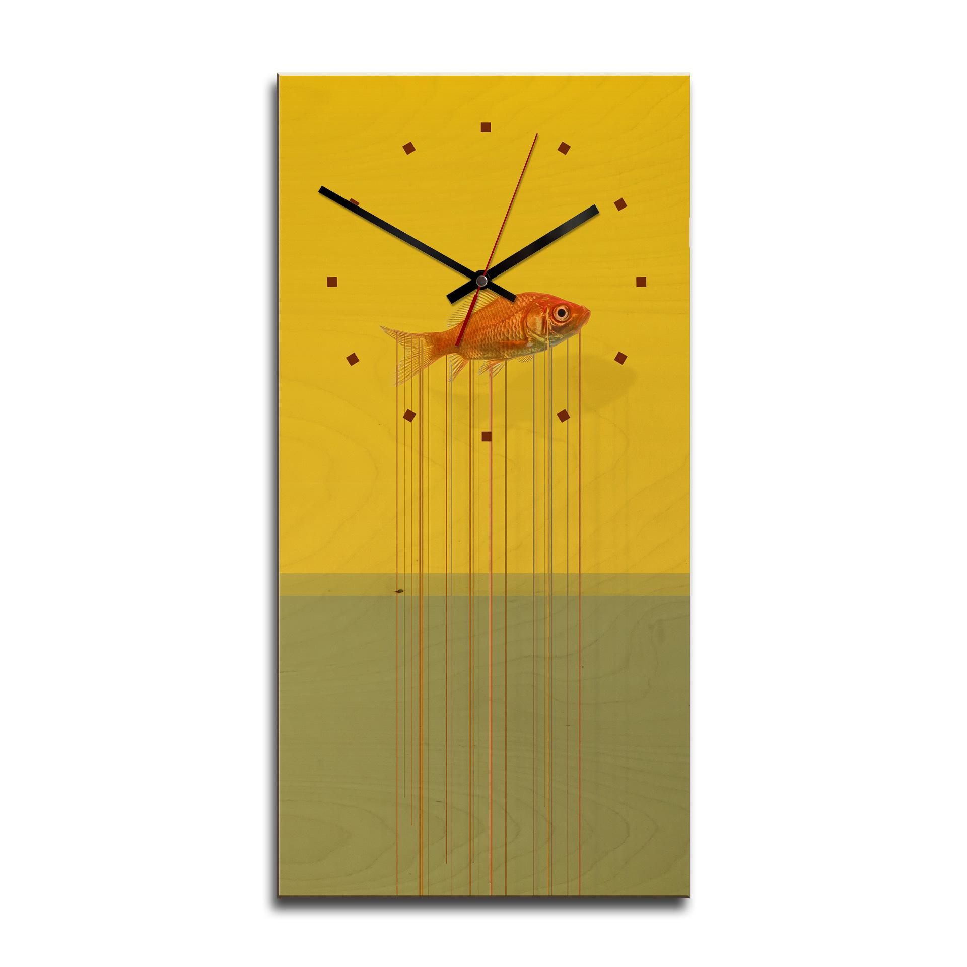Horloge murale en bois - Poisson d'or