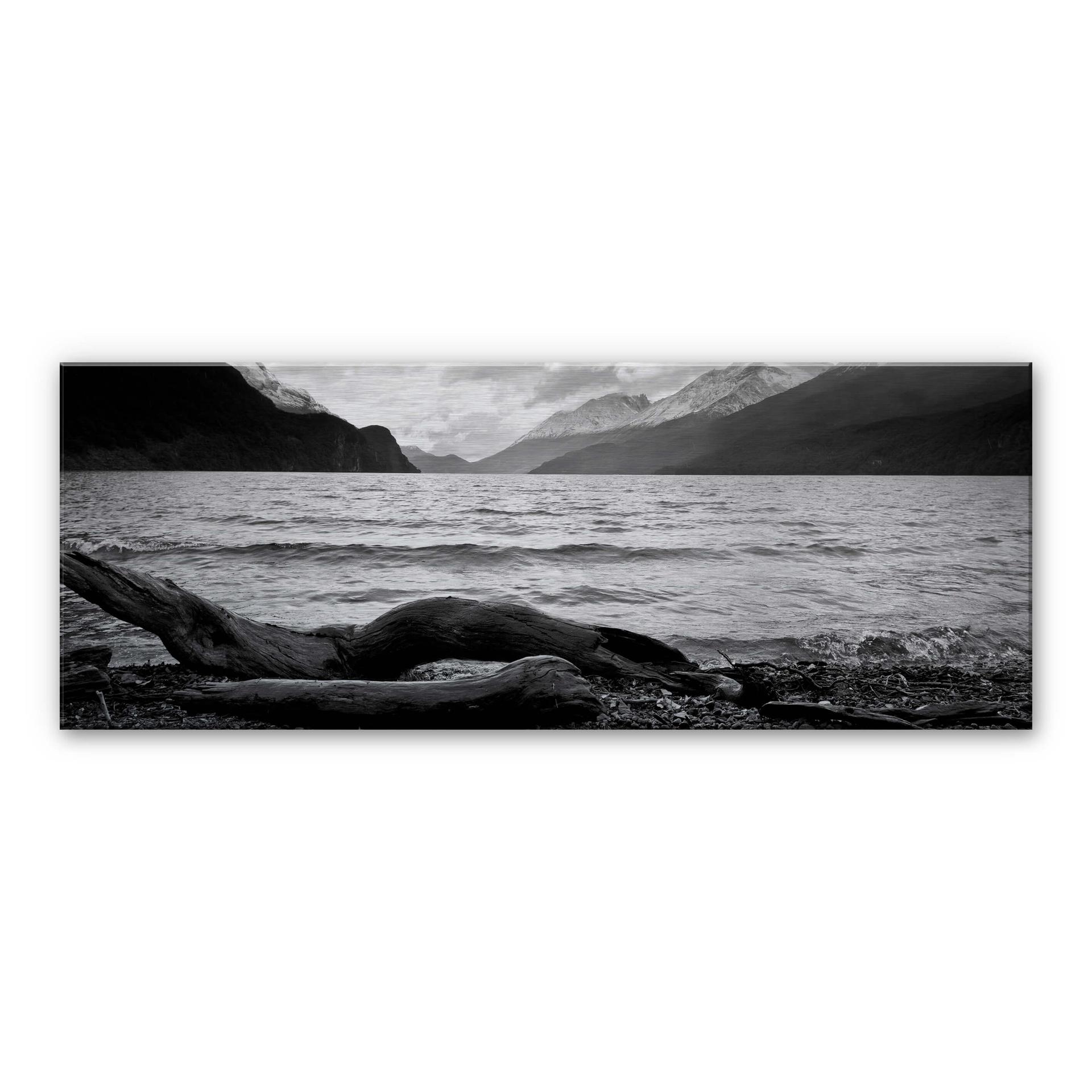 Træstub ved havet - Panorama – print på aluminium (Alu-Dibond)