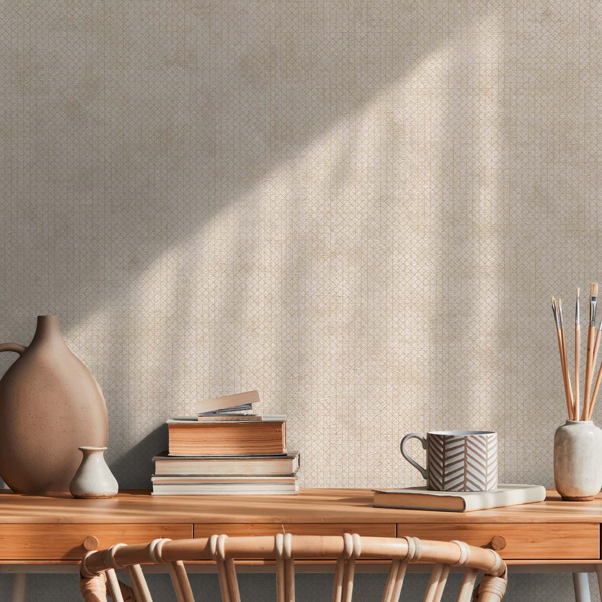 A.S. Création non-woven tapet BOS - grafisk tapet beige, guld, metallic