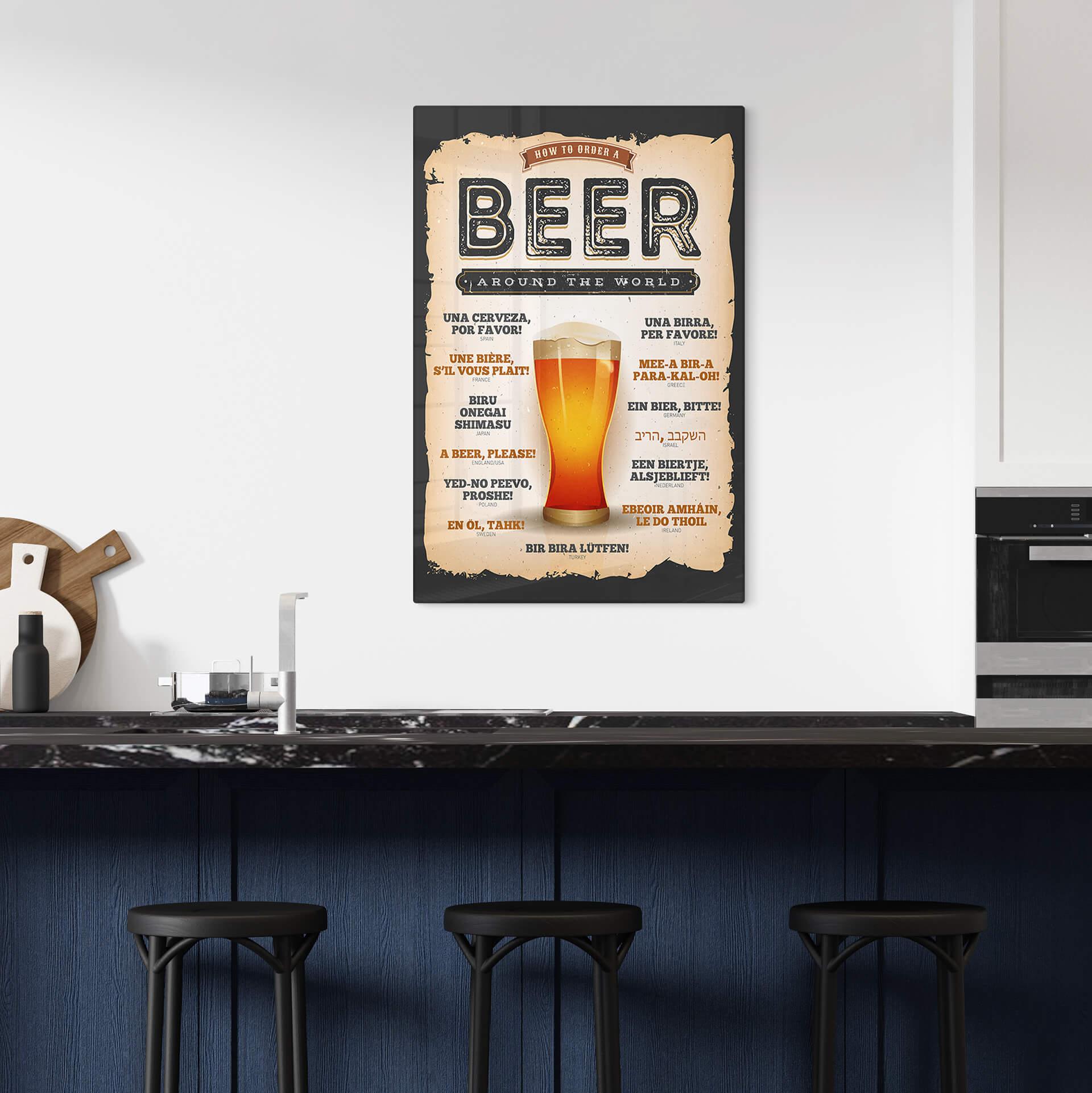Glasschilderij How to order a Beer around the World