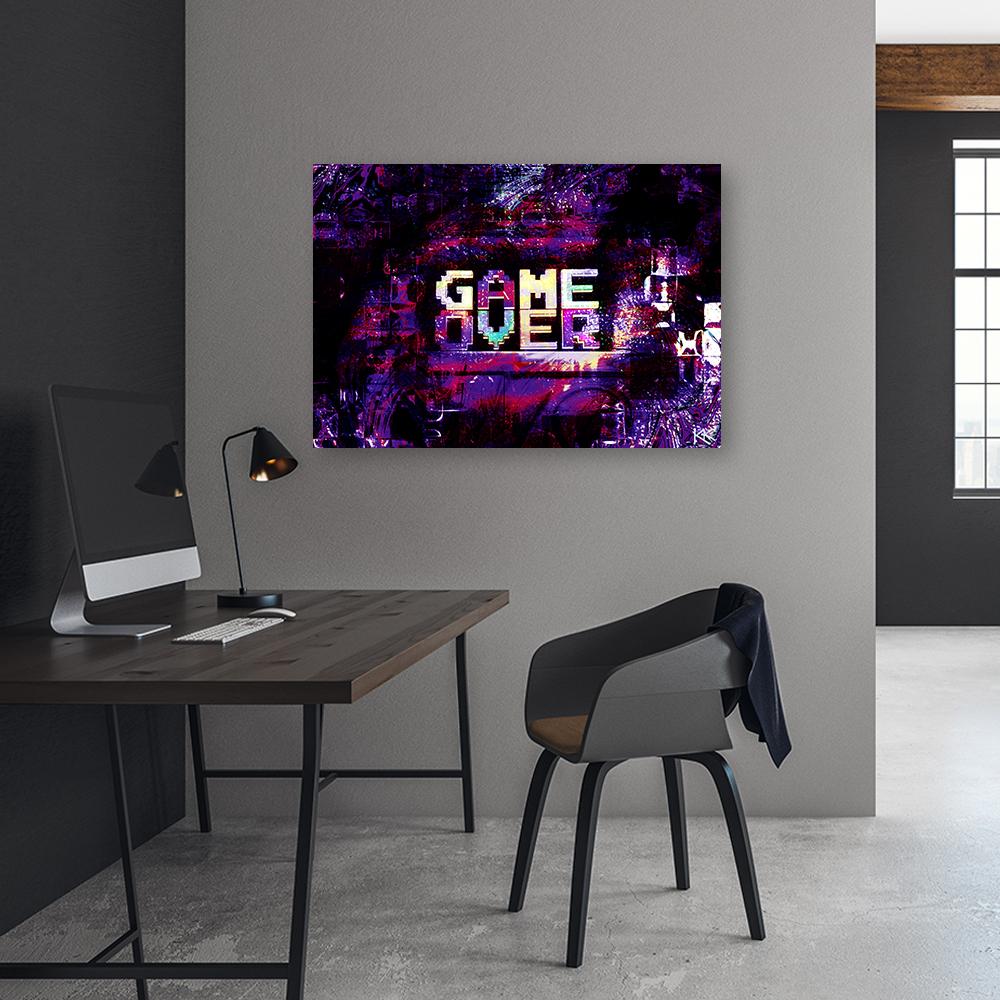 Canvasbillede, Abstrakt game over inskription
