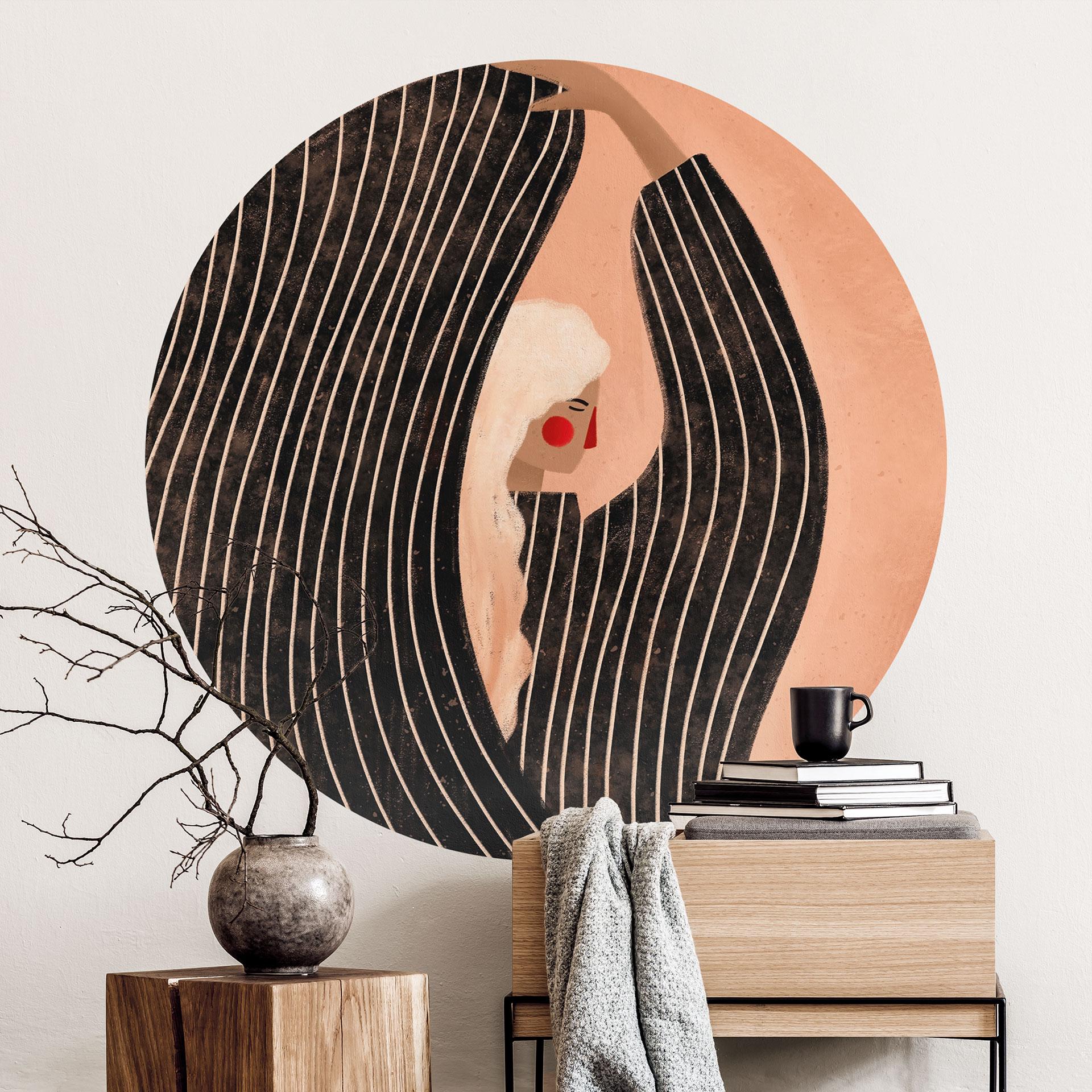Wallsticker kvinde med sortstribet kjole - Müller - Round