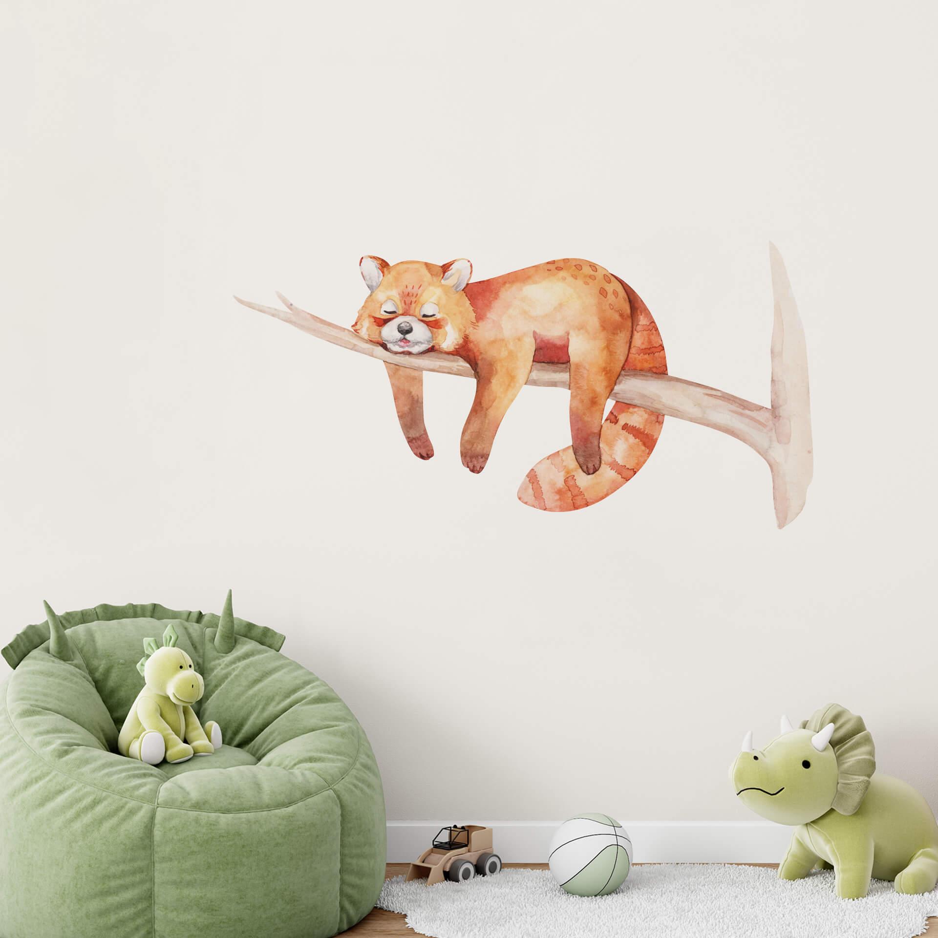 Wallsticker Rød panda sover på en gren - Kvilis