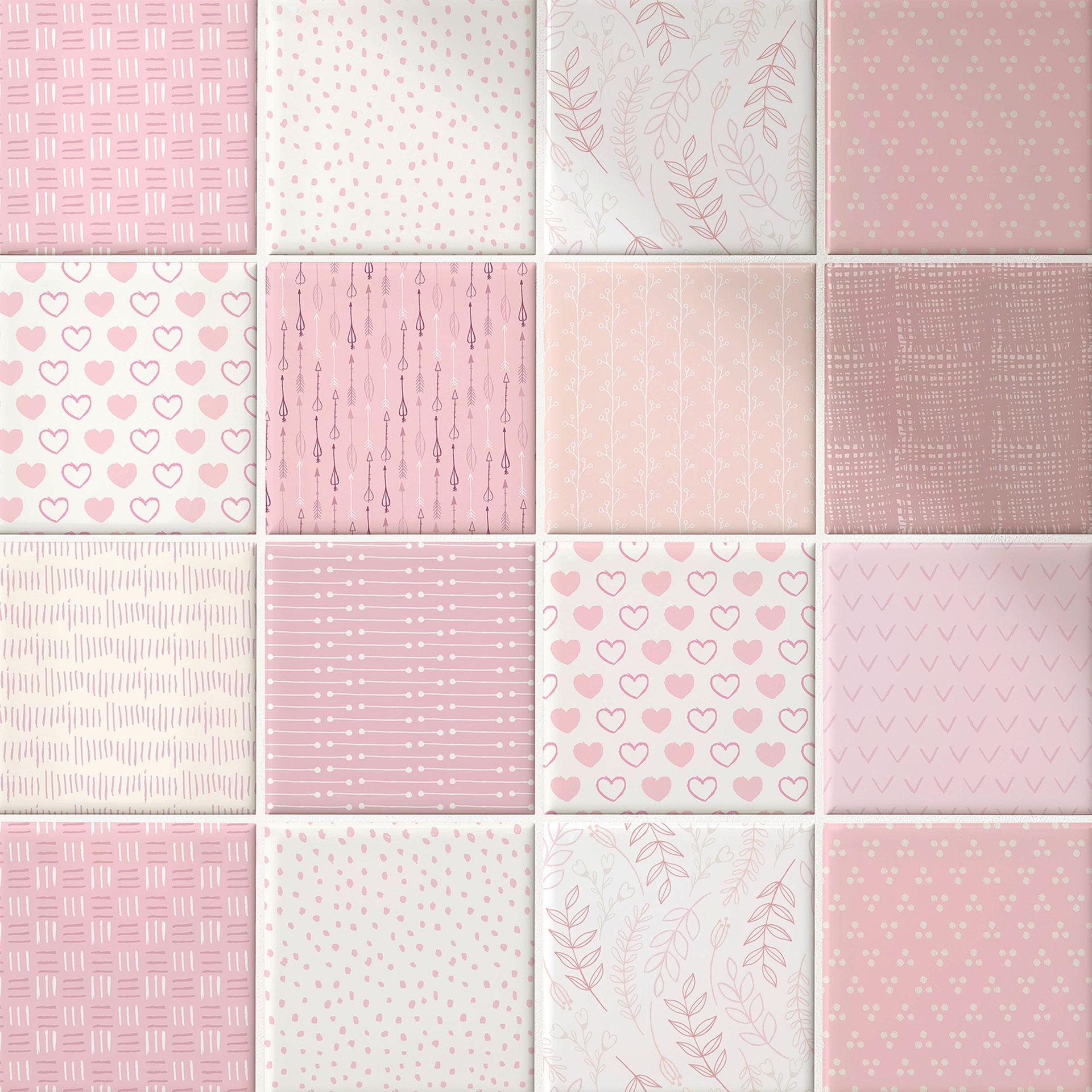 Azulejos Adhesivos Sueños de Niña en rosa - set de 12