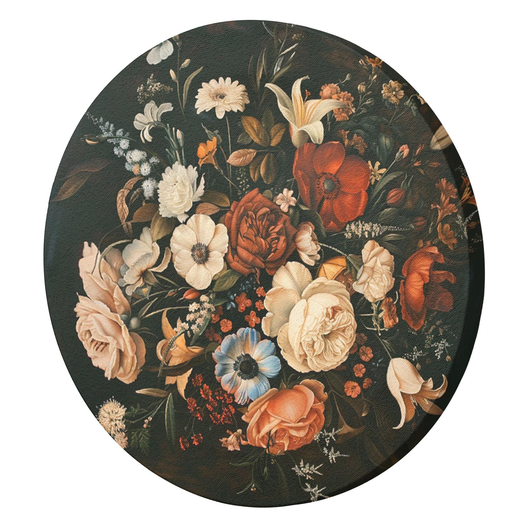 Rundes Leinwandbild Retro Vintage Blumen