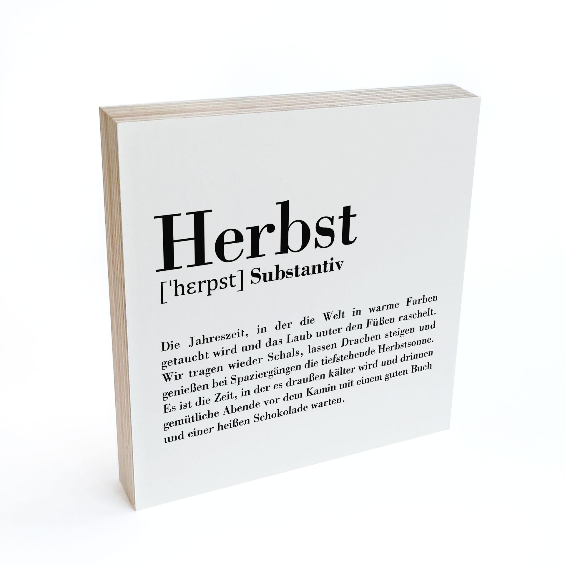 Holzbild zum Hinstellen - Grammatik - Herbst - 15x15 cm