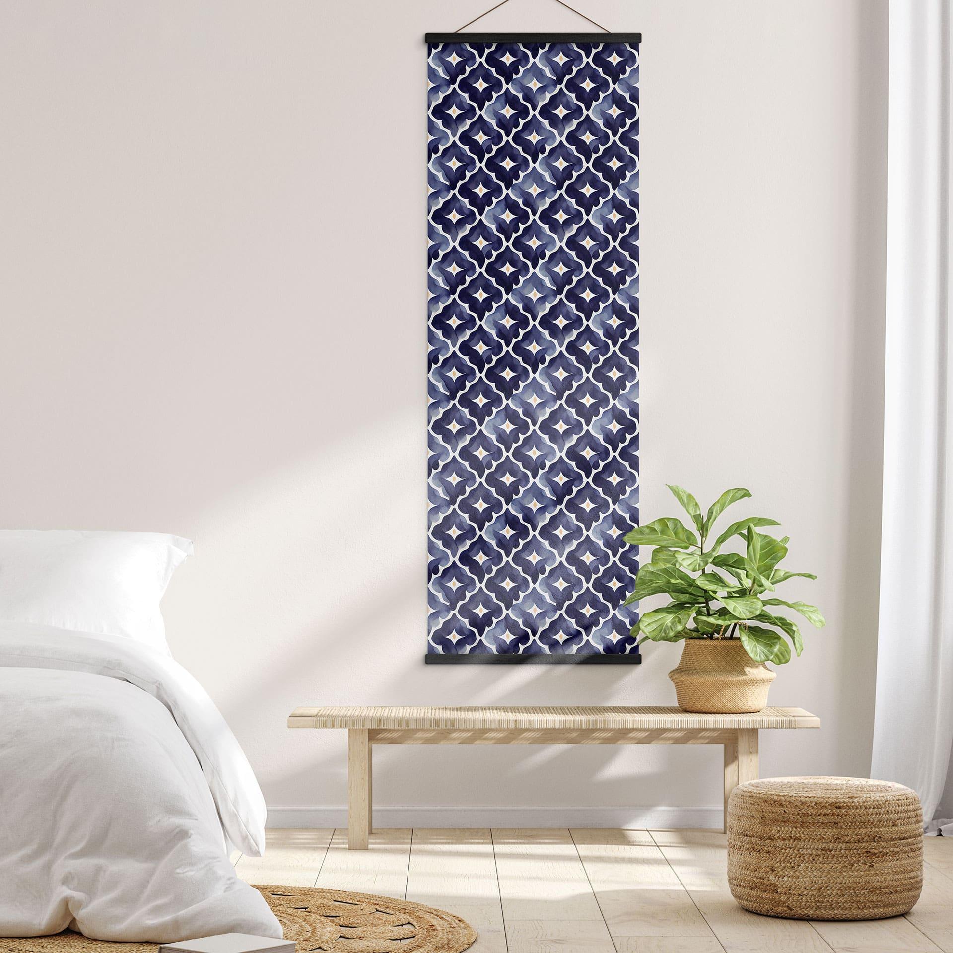 Tekstil plakat akvarel blomster blå - Treechild - Panorama