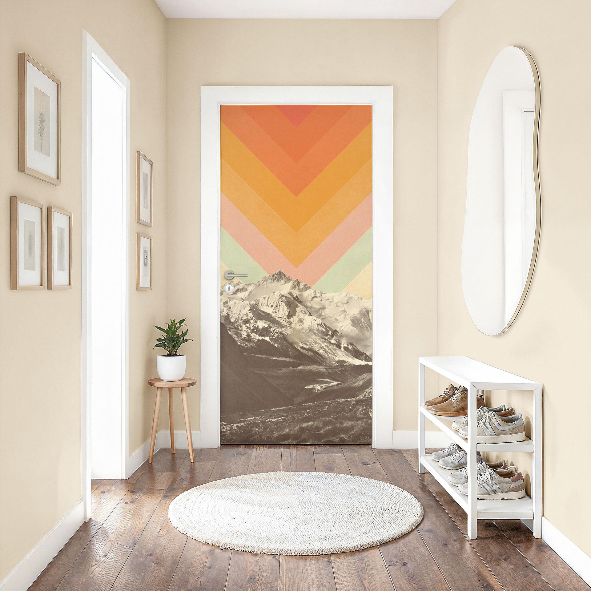 Vinilo para puerta paisaje de montaña retro - Bodart - Decoración autoadhesiva para puertas