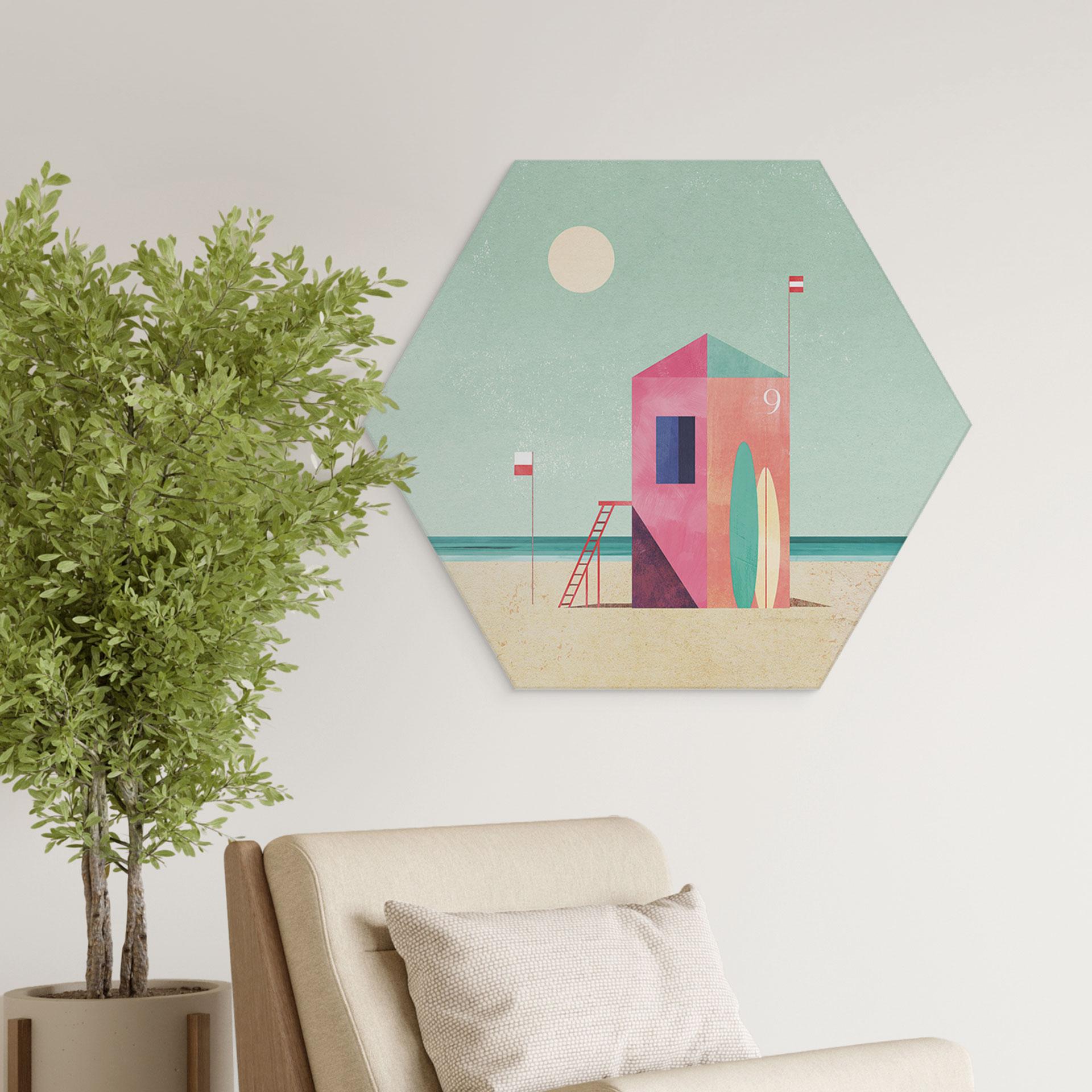 Hexagon Dibond Livets hus på stranden - Rivers
