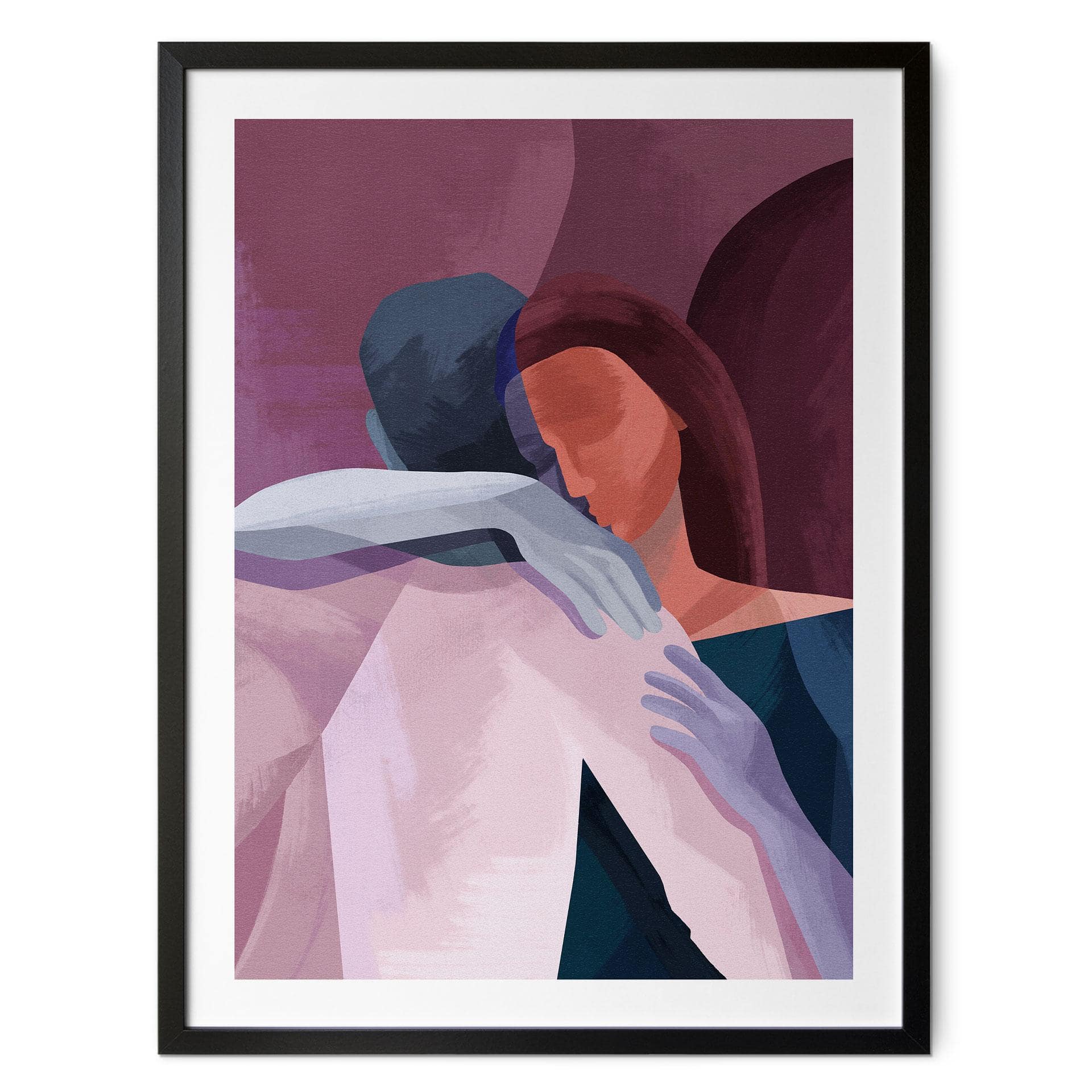 Plakat Love - Abstrakt omfavnelse af elskende - Goed Blauw