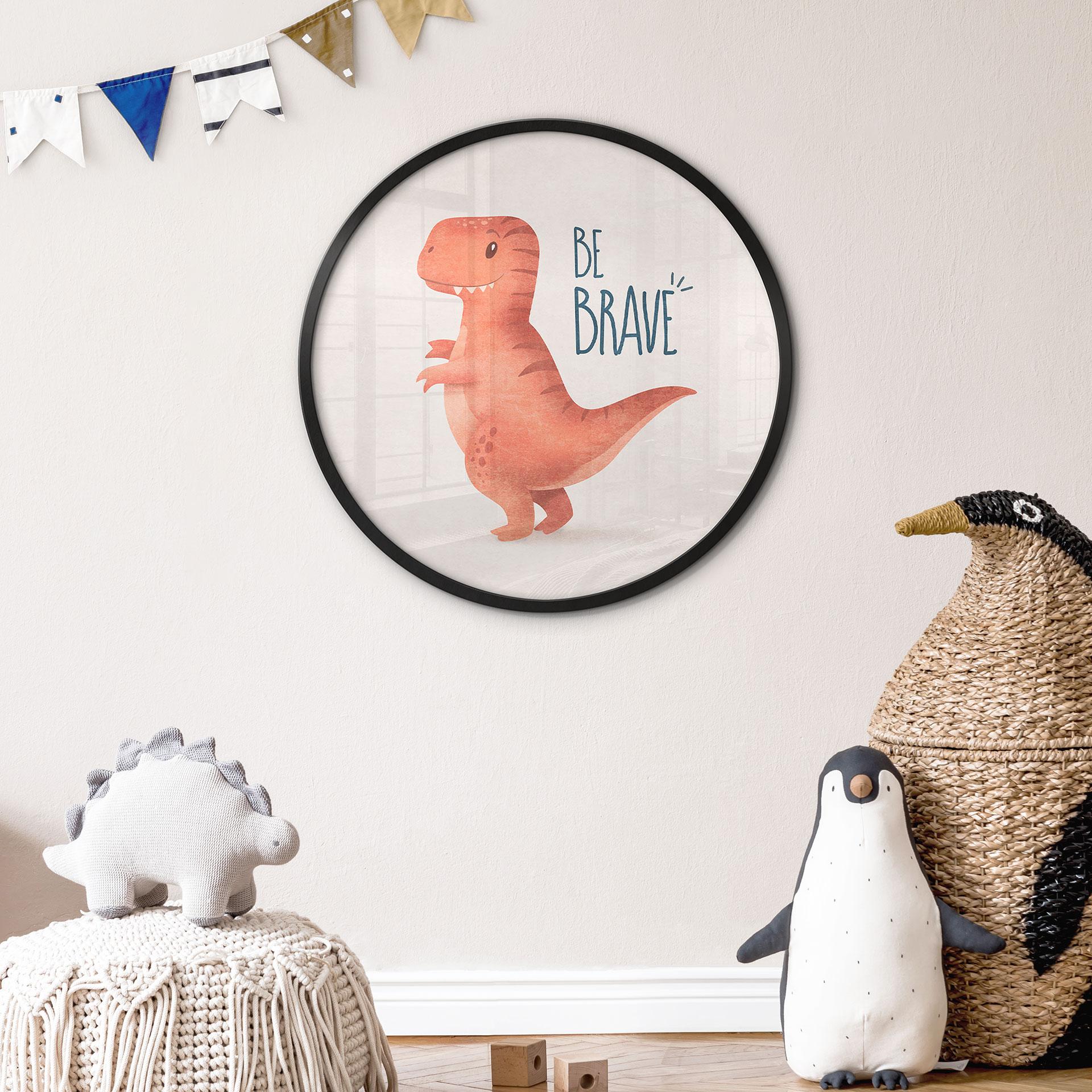 Póster Dino Be Brave - T-Rex - Tunaboylu - Redondo