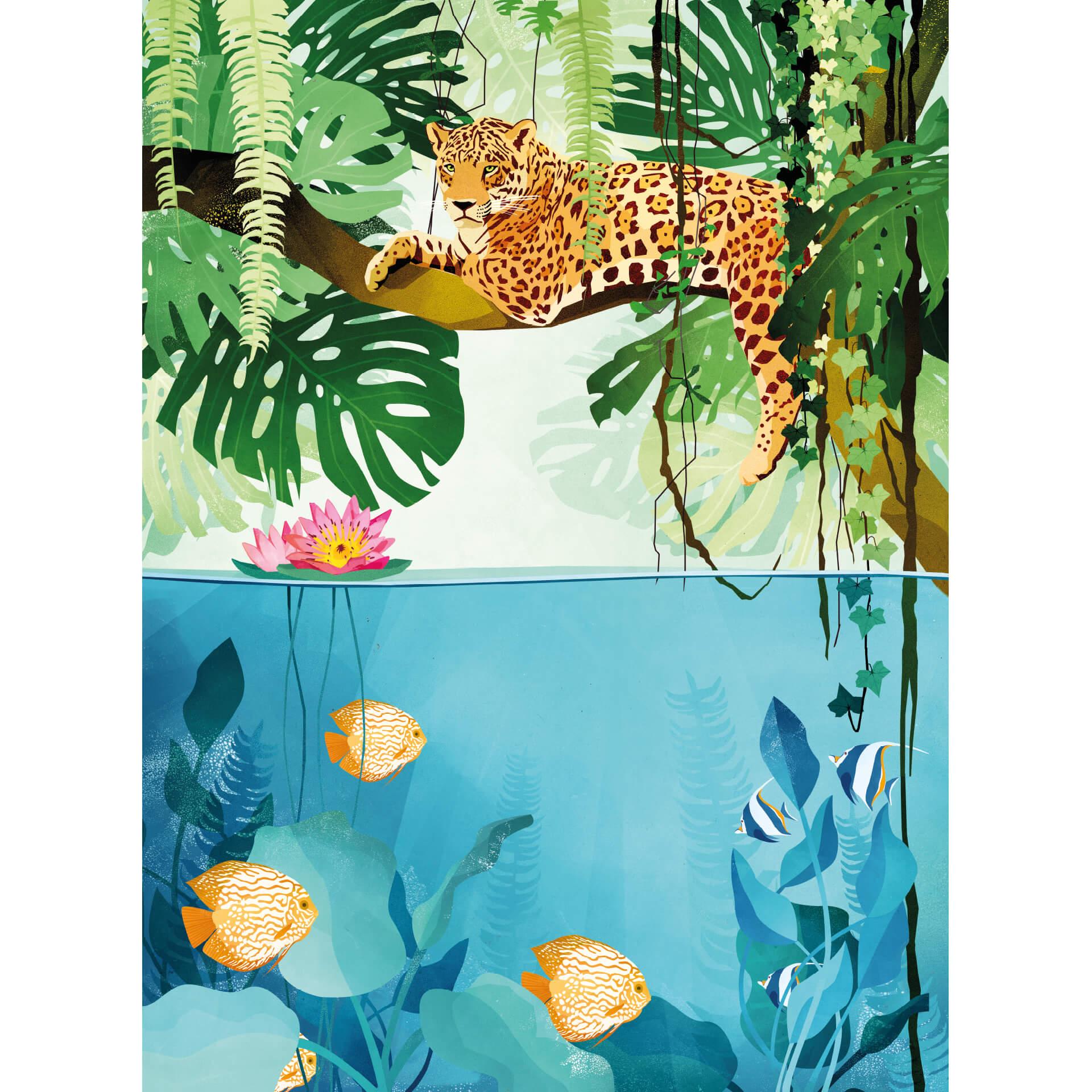 Fotobehang Goed Blauw - Tijgers in de Jungle