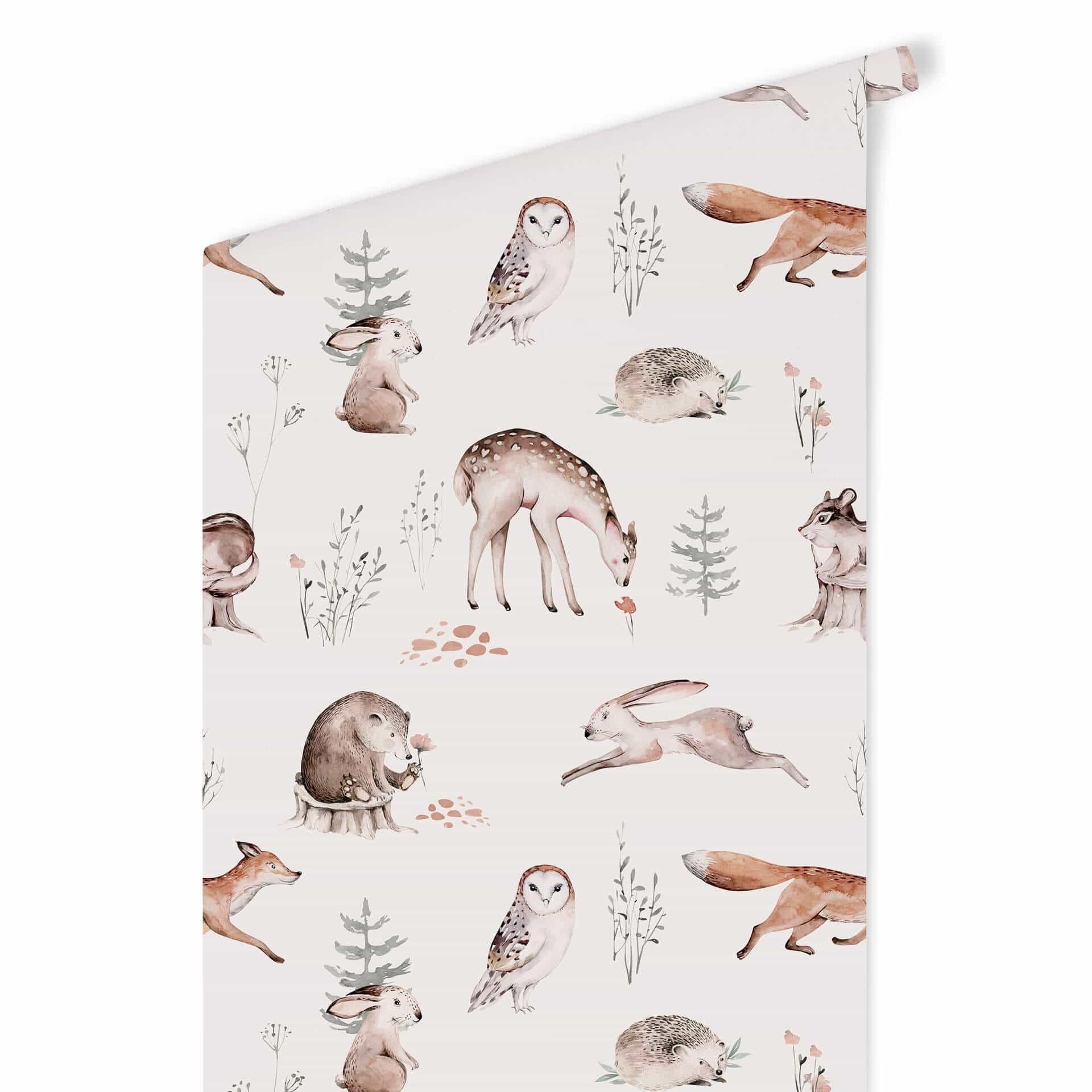 Patroonbehang Kvilis - Dierenvrienden in het Bos