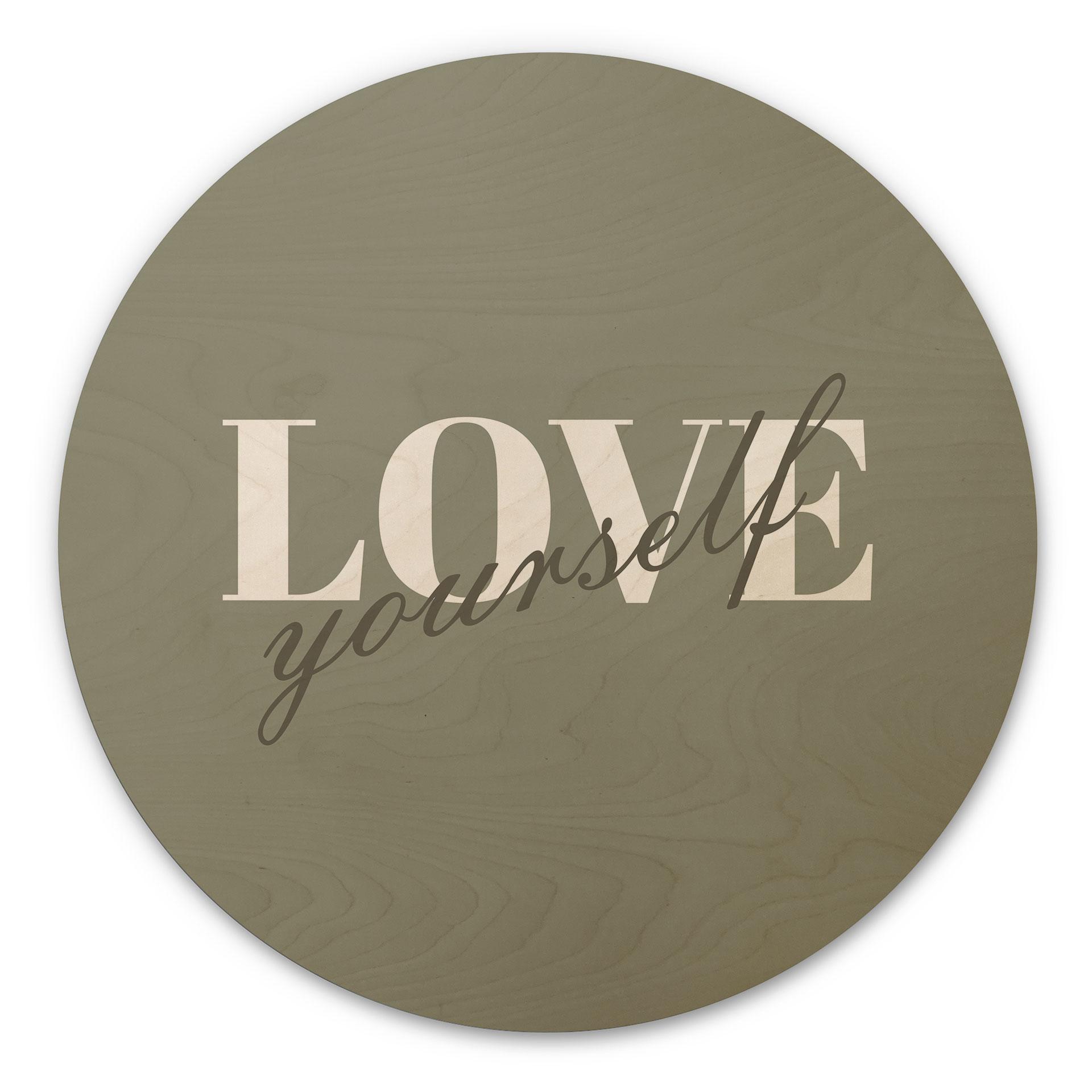 Væg cirkel træ Love yourself