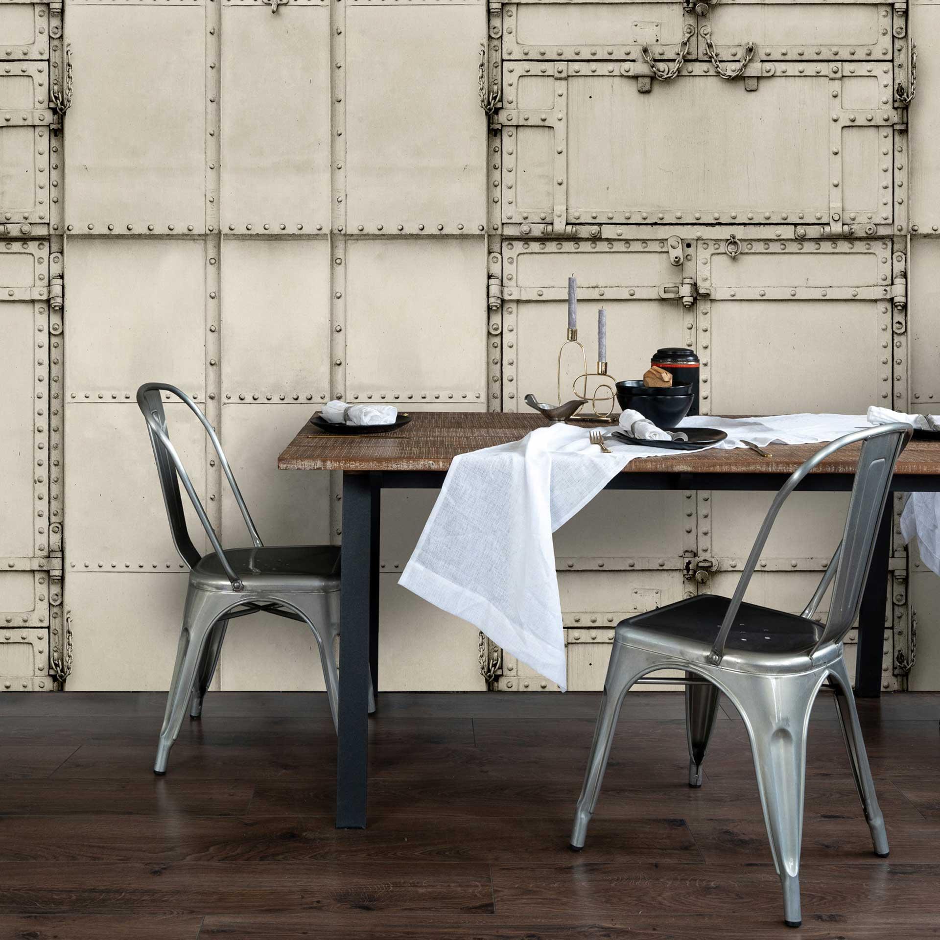 Fototapet i industriel stil - metallisk panellook i gråt