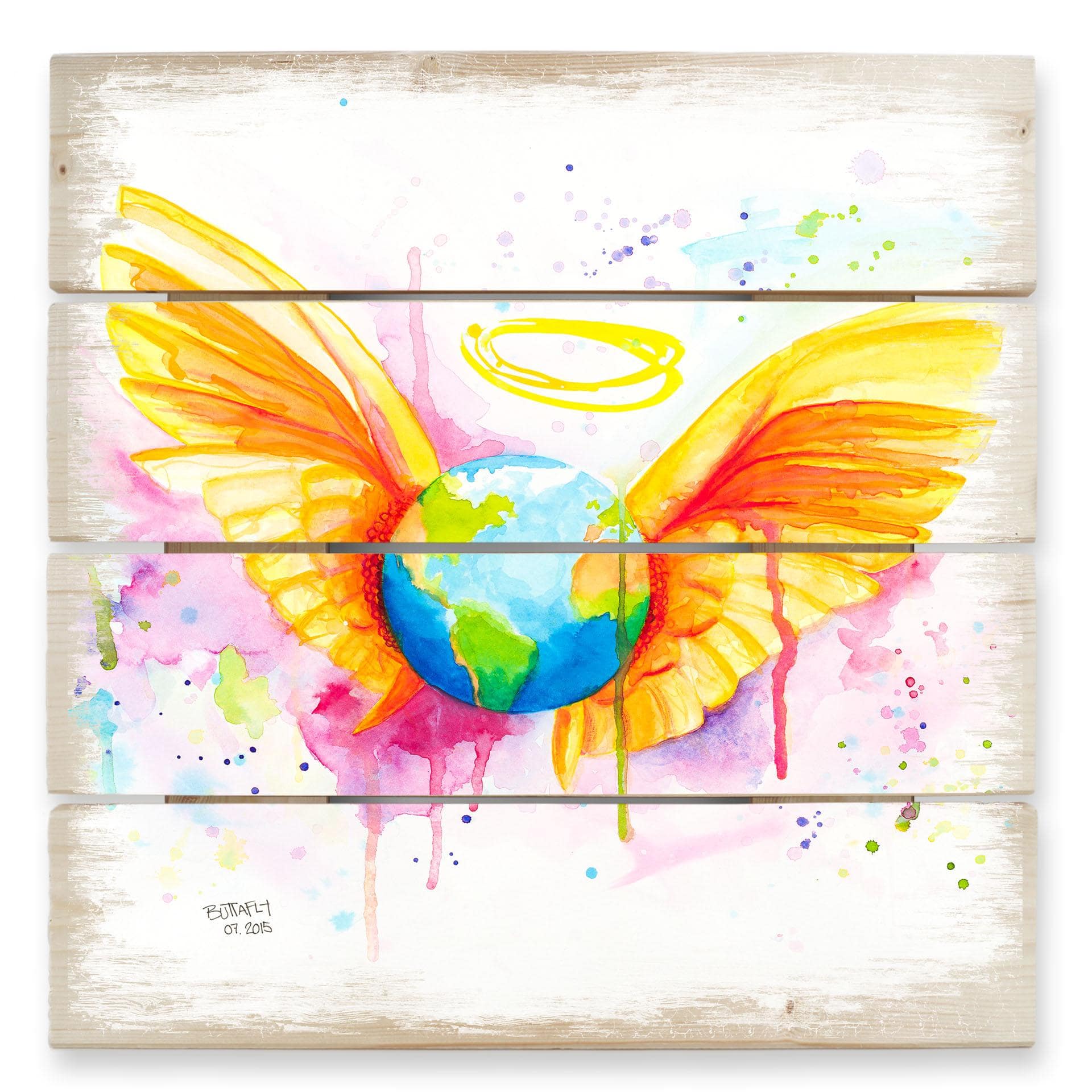 Trätavla Buttafly - Ängel - 40x41,5 cm