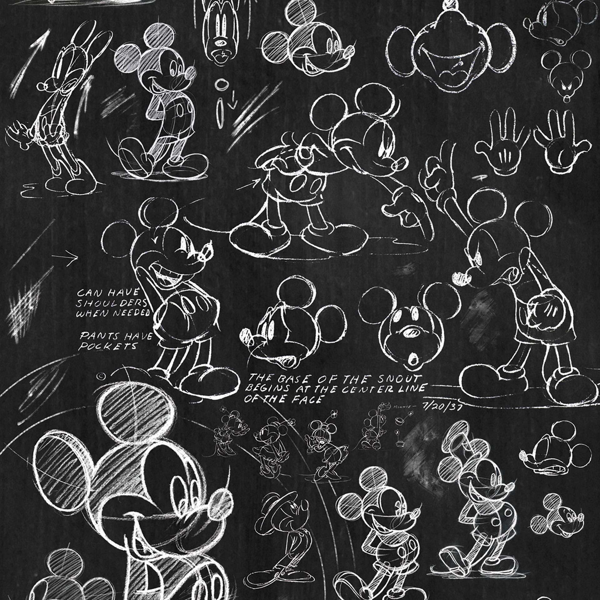 Non-woven tapet - Mickey Chalkboard - 120 x 200 cm
