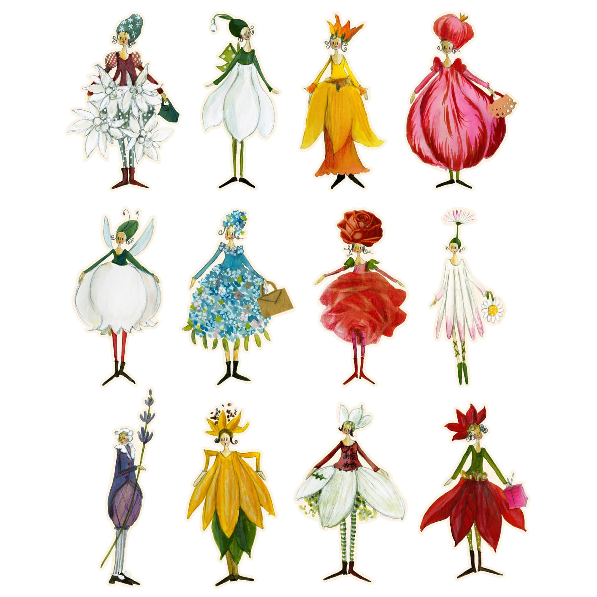 Muursticker set Leffler – Bloemenvrouwtjes