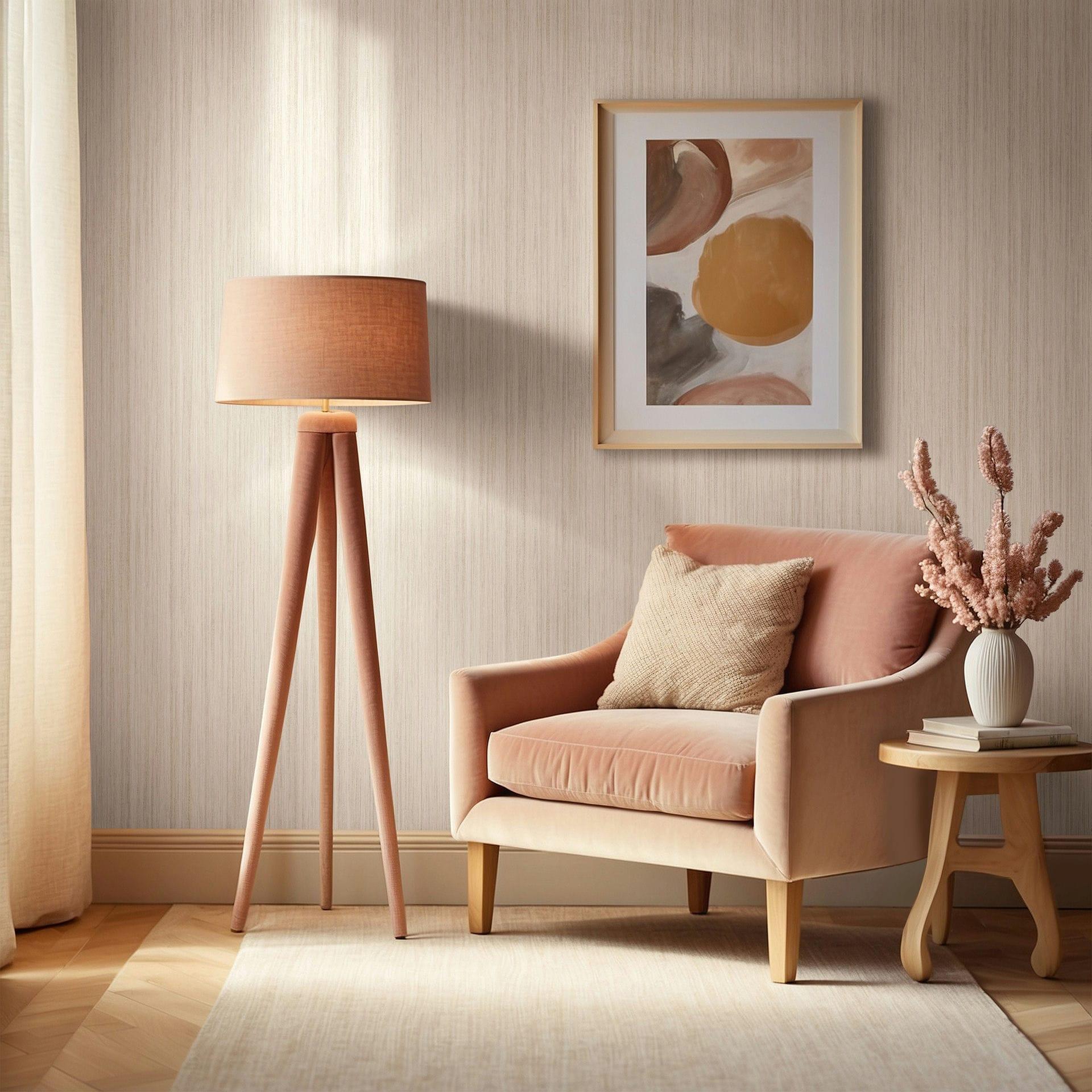 Ikke-vævet tapet linjer striber moderne, klassisk mat i beige