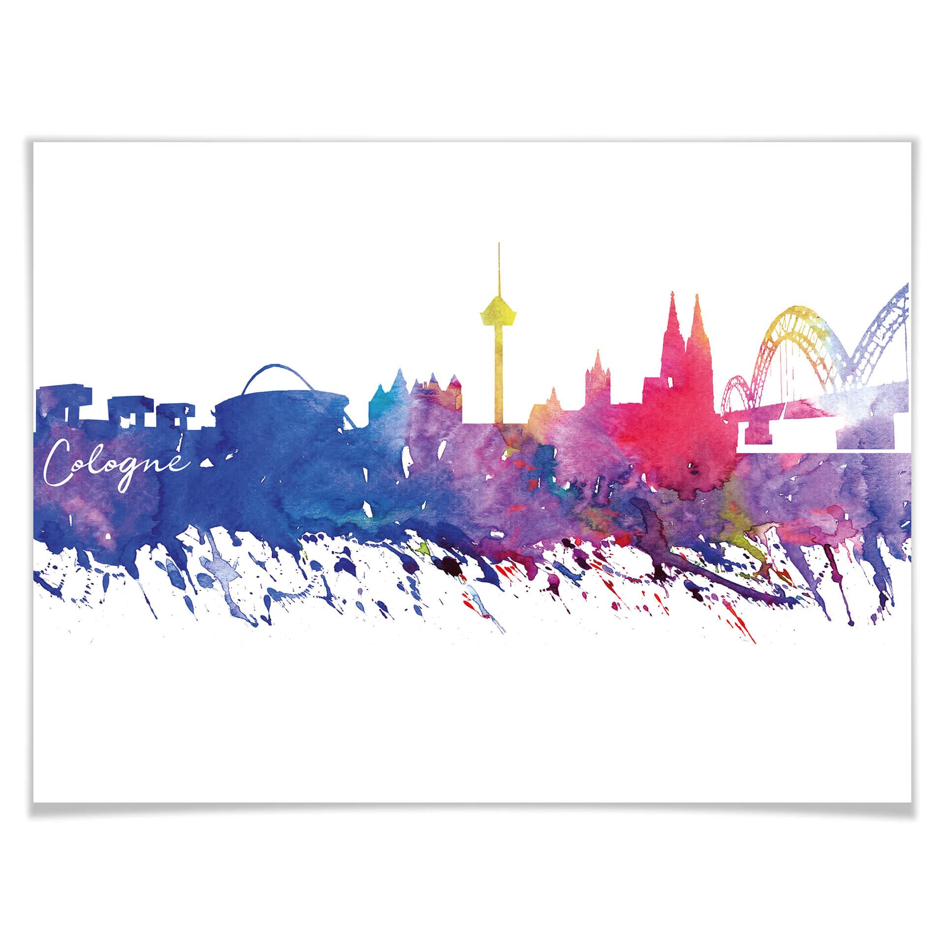 Póster Bleichner - Horizonte de Colonia en acuarela