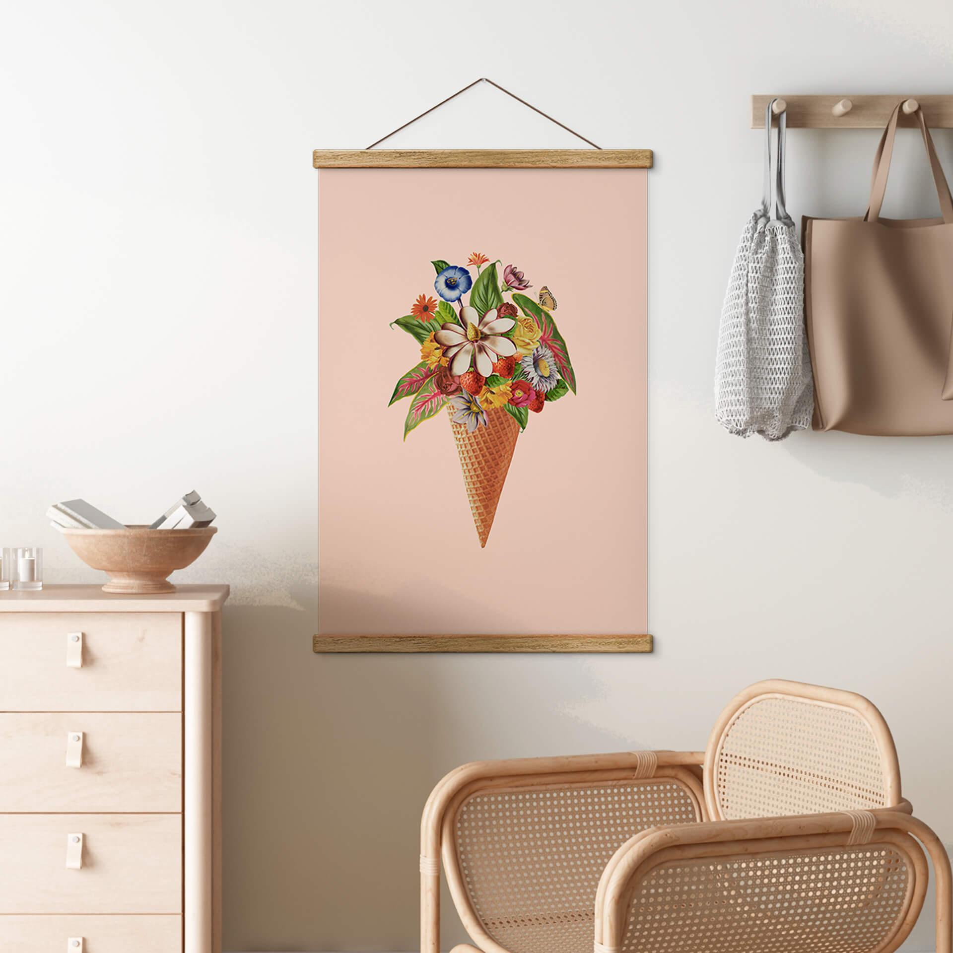 Obraz tkaniny Frida Floral Studio - Kwiatowy rożek do lodów