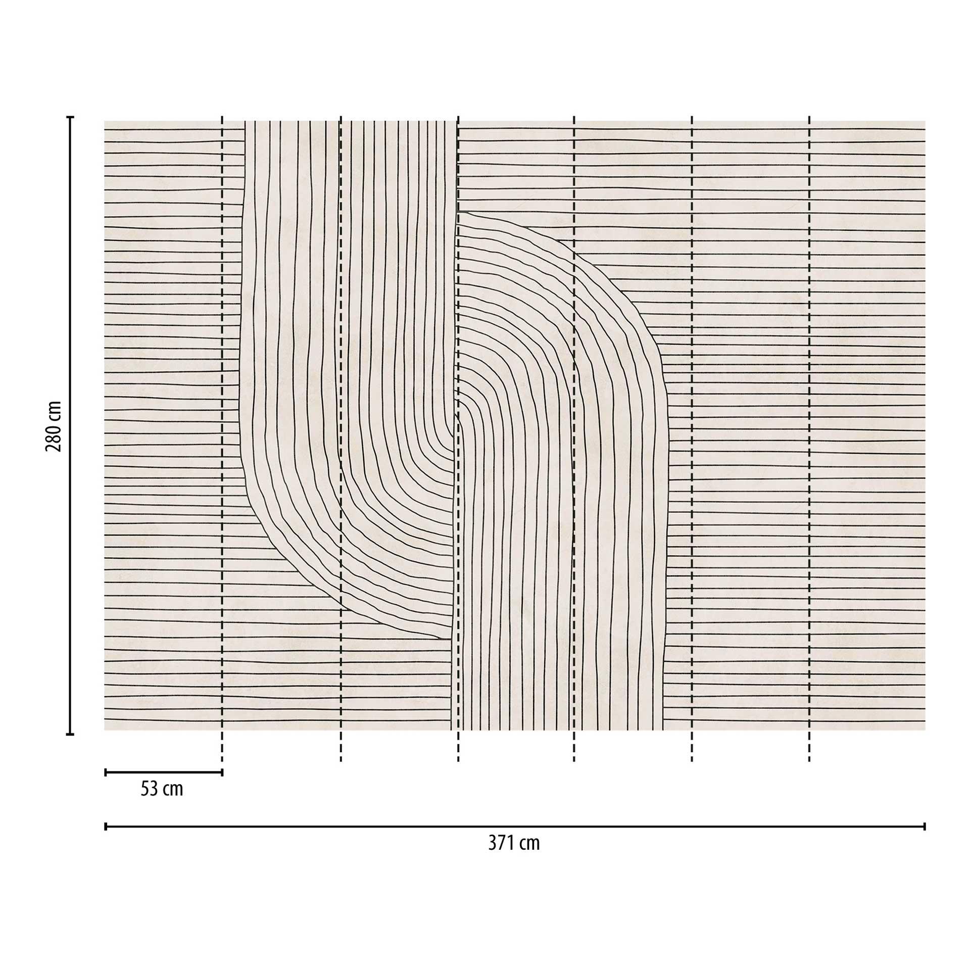 Modern Beige Zwart - vliesbehang met lijnenpatroon voor woonkamer & kantoor