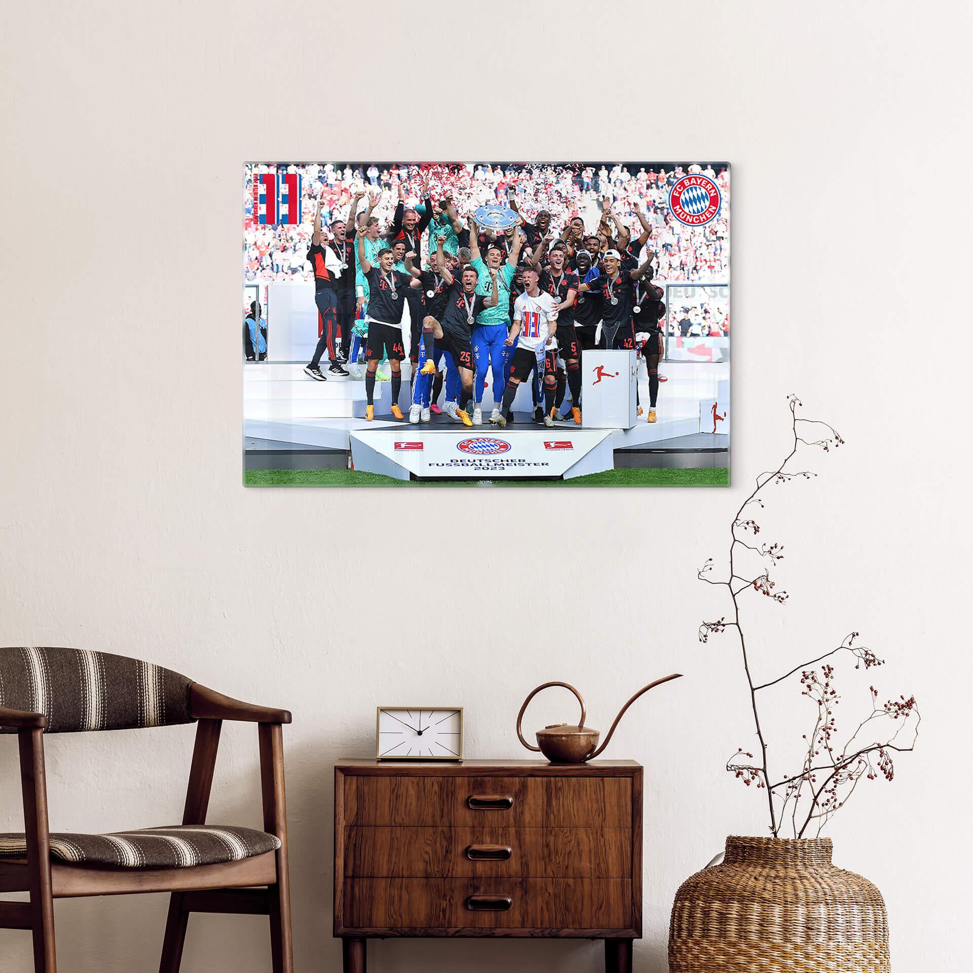 Glasschilderij FC Bayern Kampioen 2023 - 60x40 cm